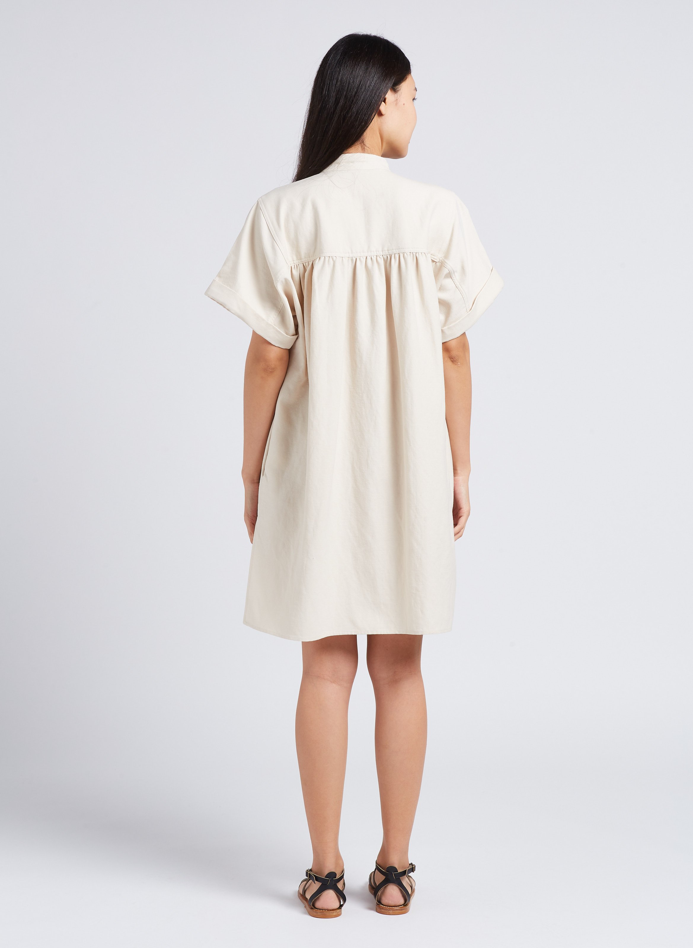 Robe courte col tunisien BELLEROSE Beige