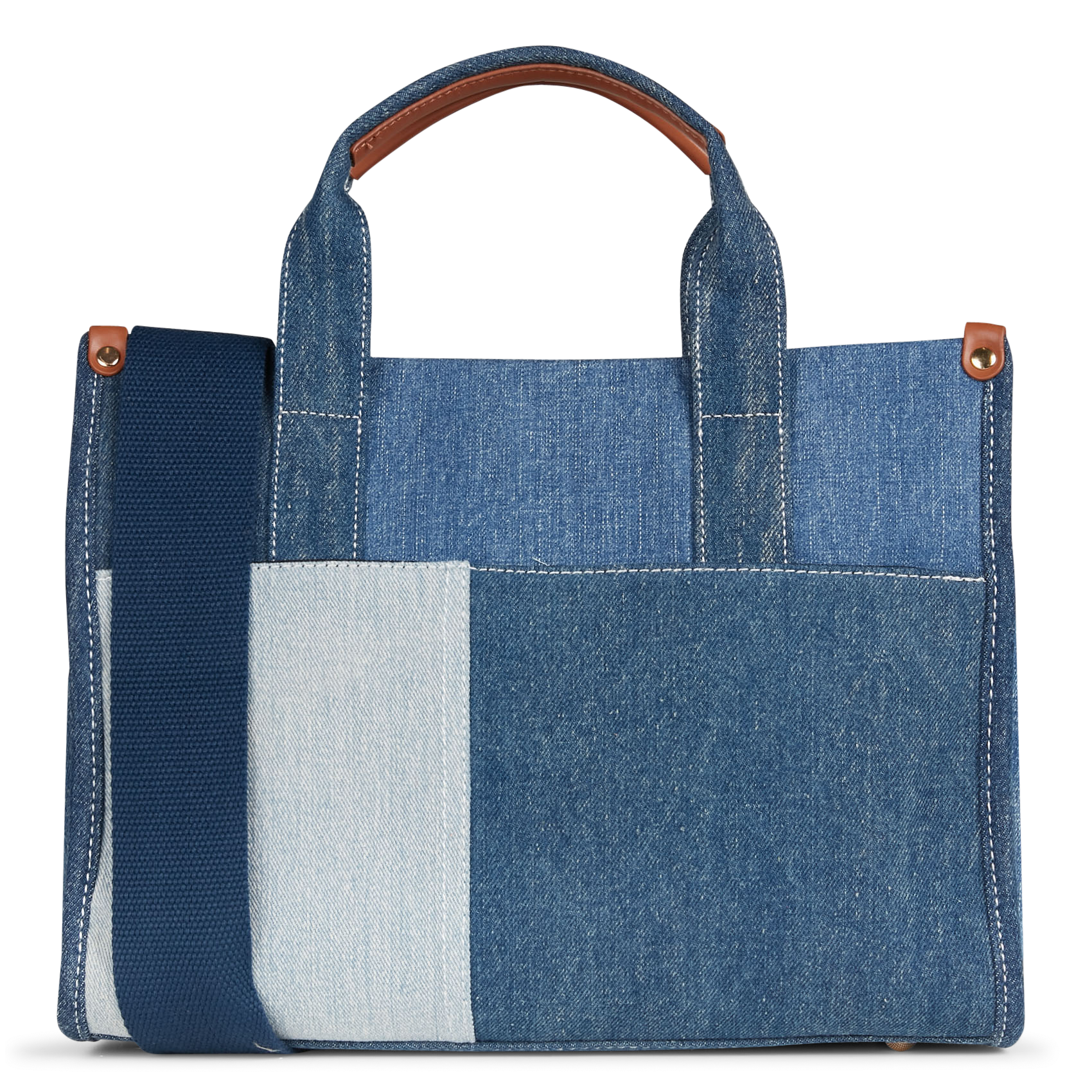 Handtasche aus Denim-Patchwork AU PRINTEMPS PARIS Blau