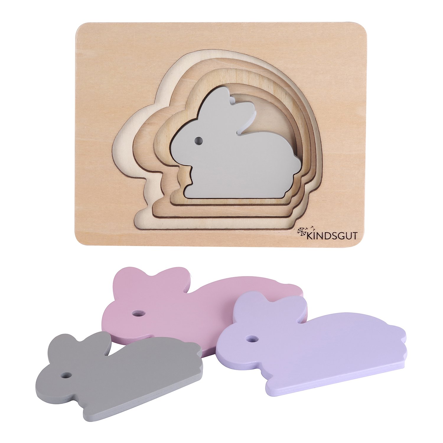Wooden rabbit puzzle KINDSGUT Pink
