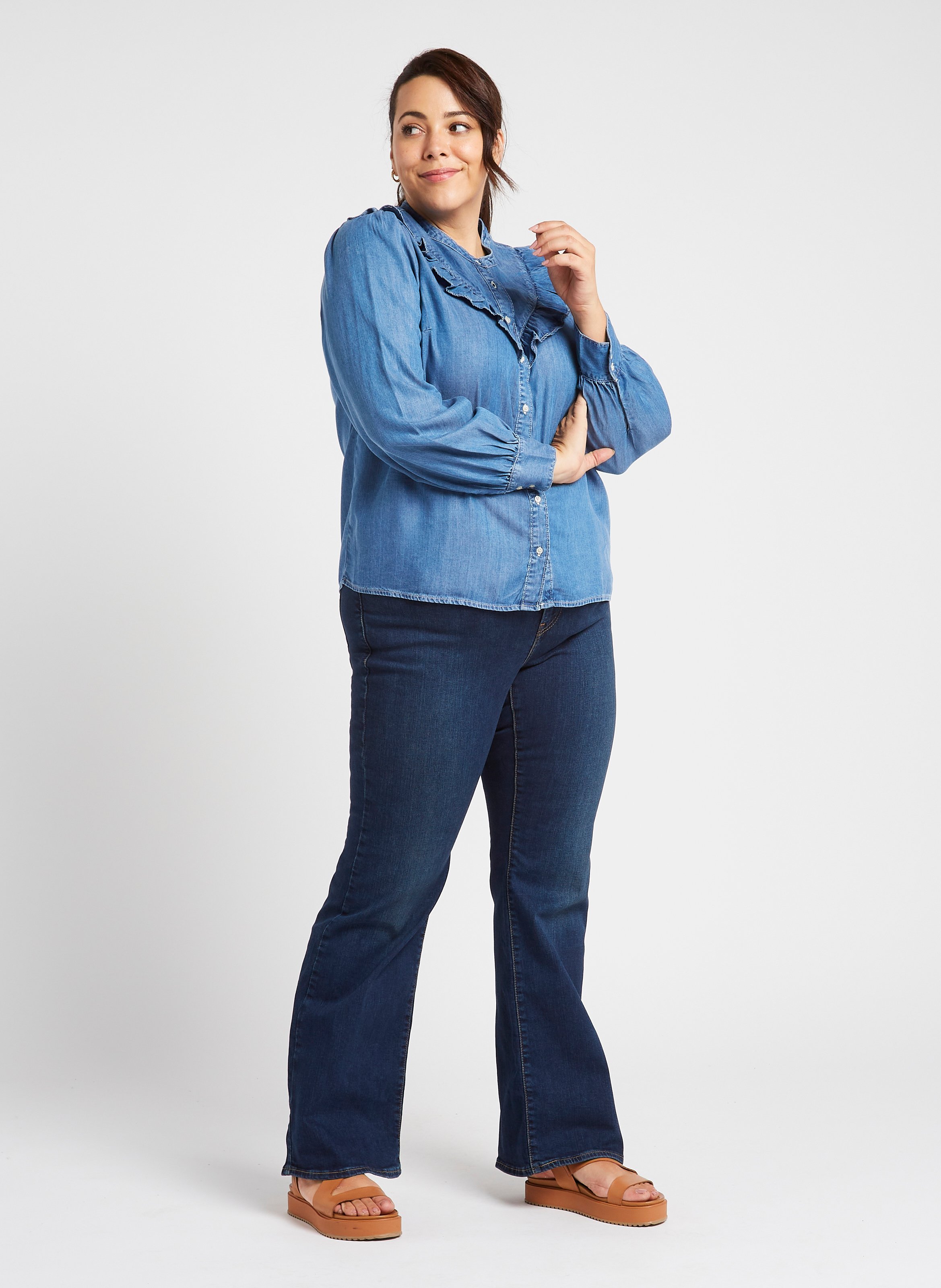 Jean flare délavé en coton mélangé  LEVI'S Bleu