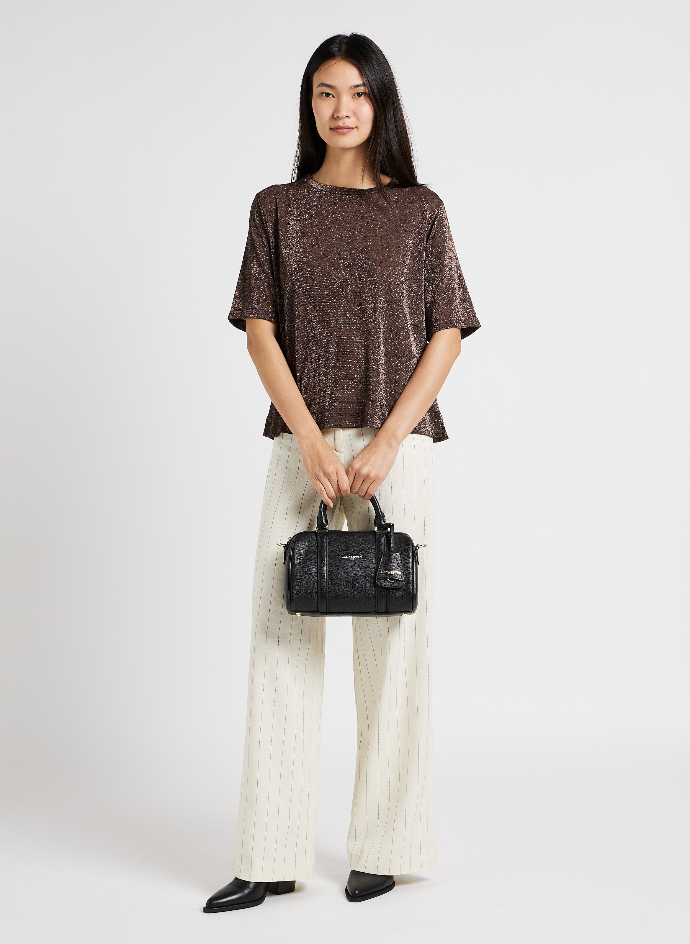 Grained leather duffle bag LANCASTER PARIS Black