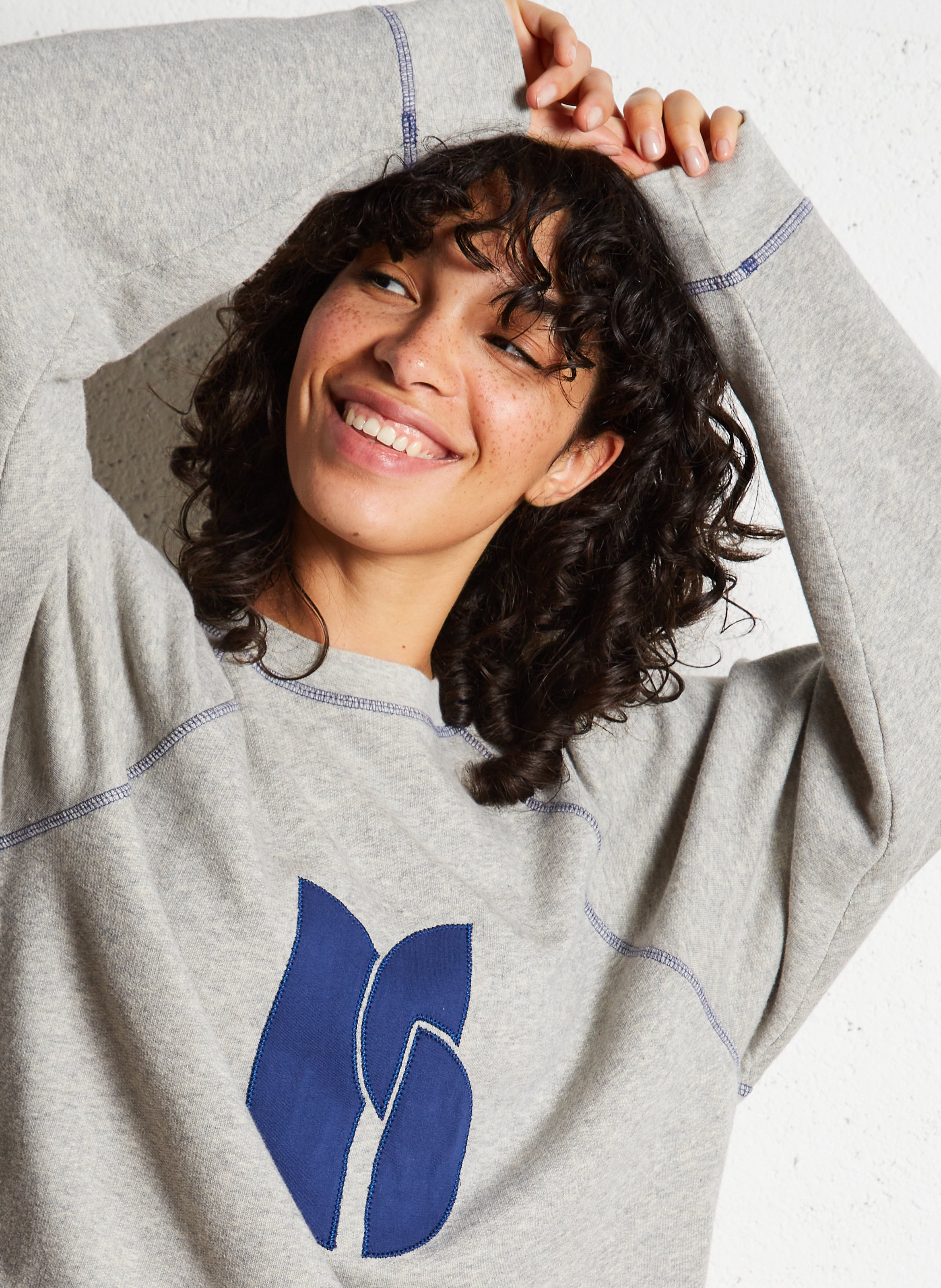 Sweat oversize col rond en coton mélangé BA&SH Noir