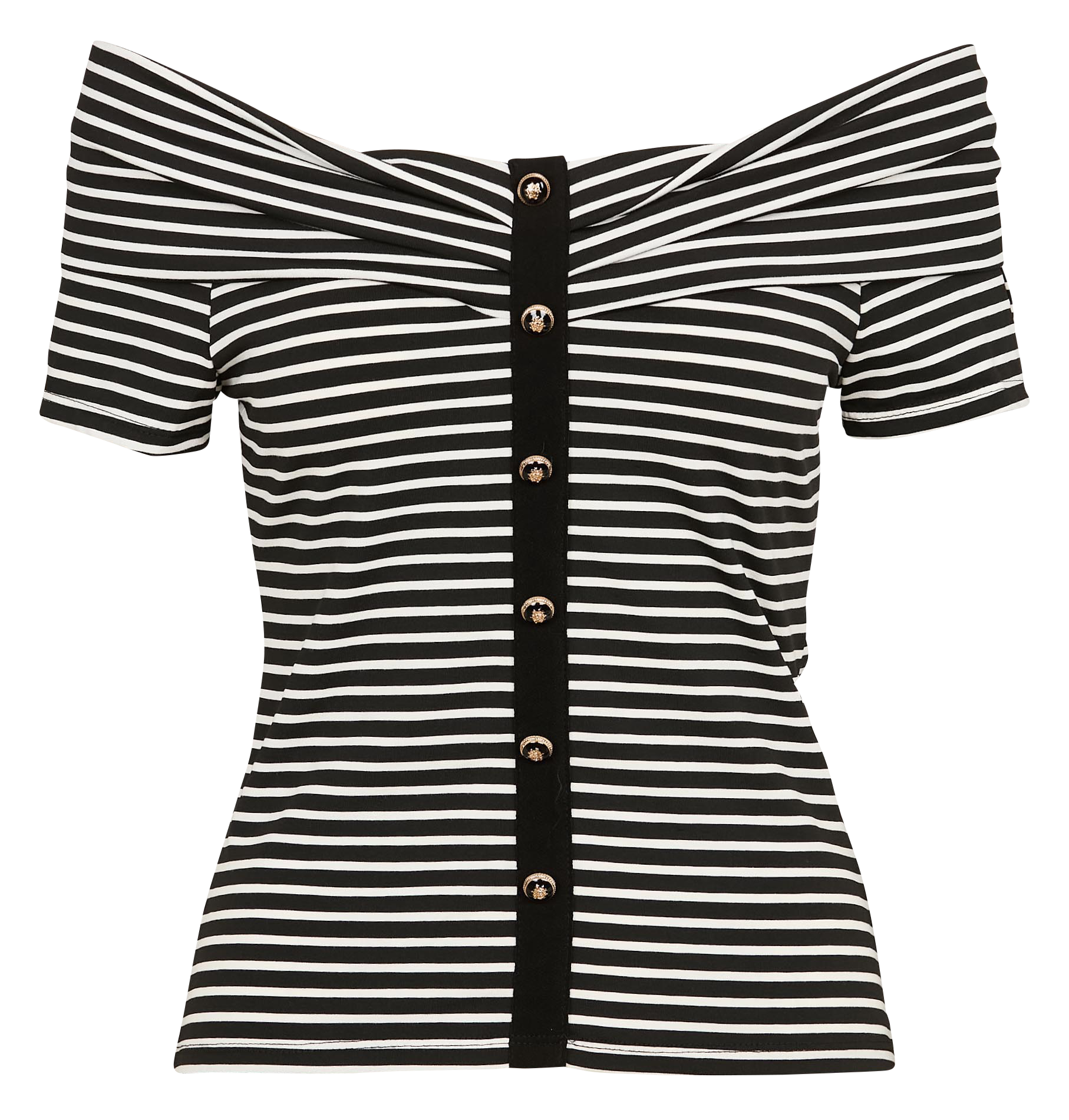 Tee-shirt col bardot rayé MORGAN Beige