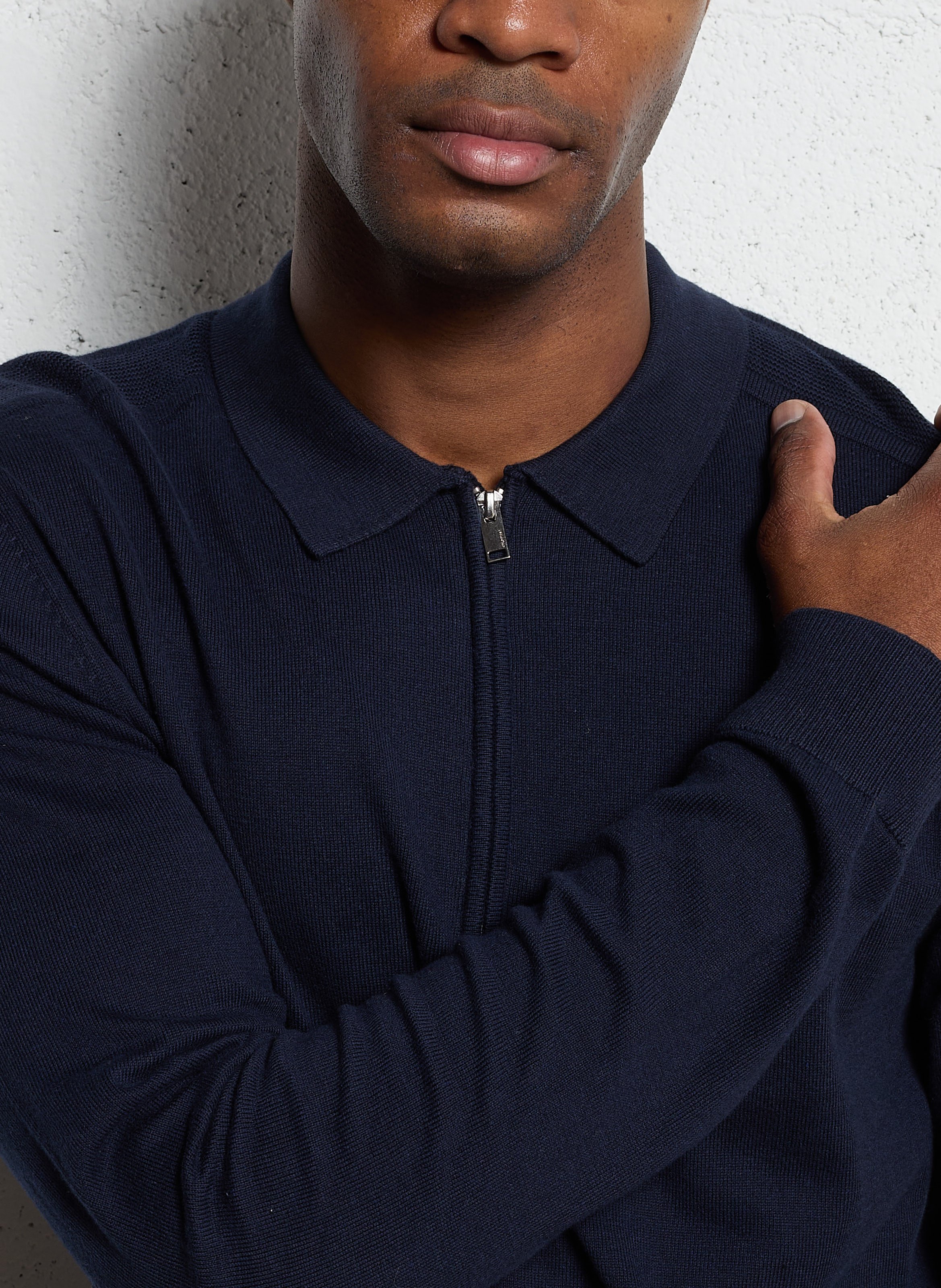 Straight fit cotton polo neck sweater SELECTED Blue