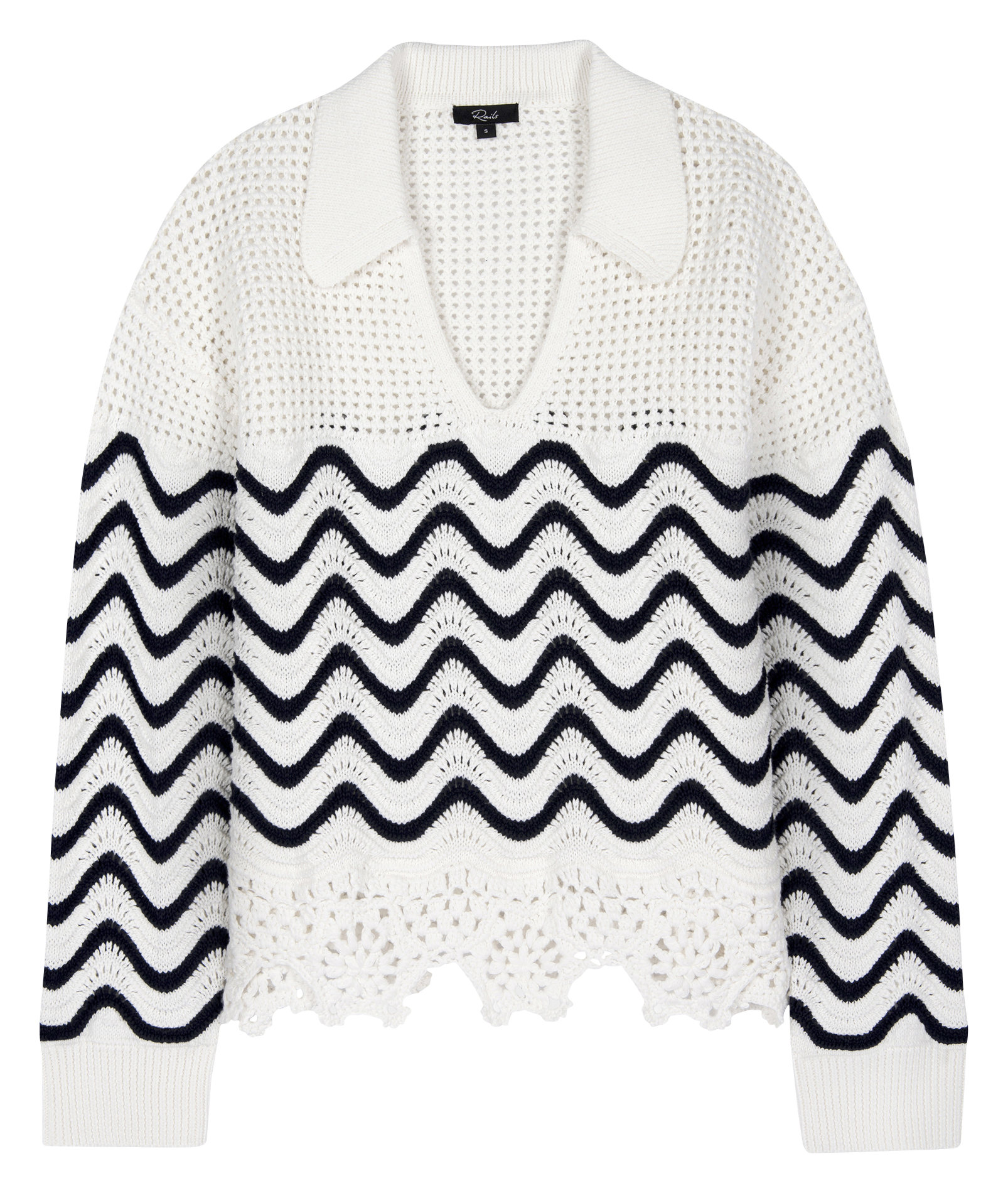 Pull col V en coton RAILS Blanc