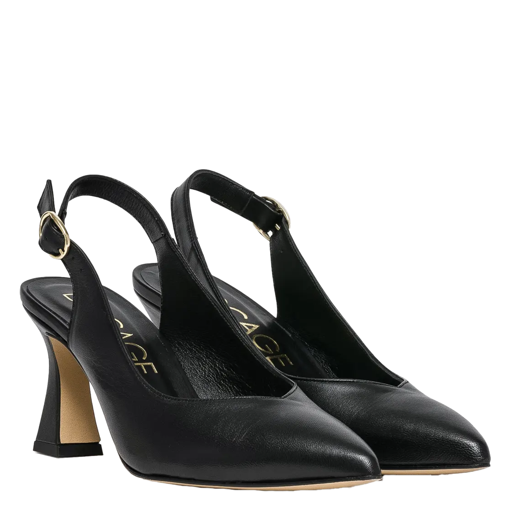 Slingback pumps in leer BOCAGE Zwart