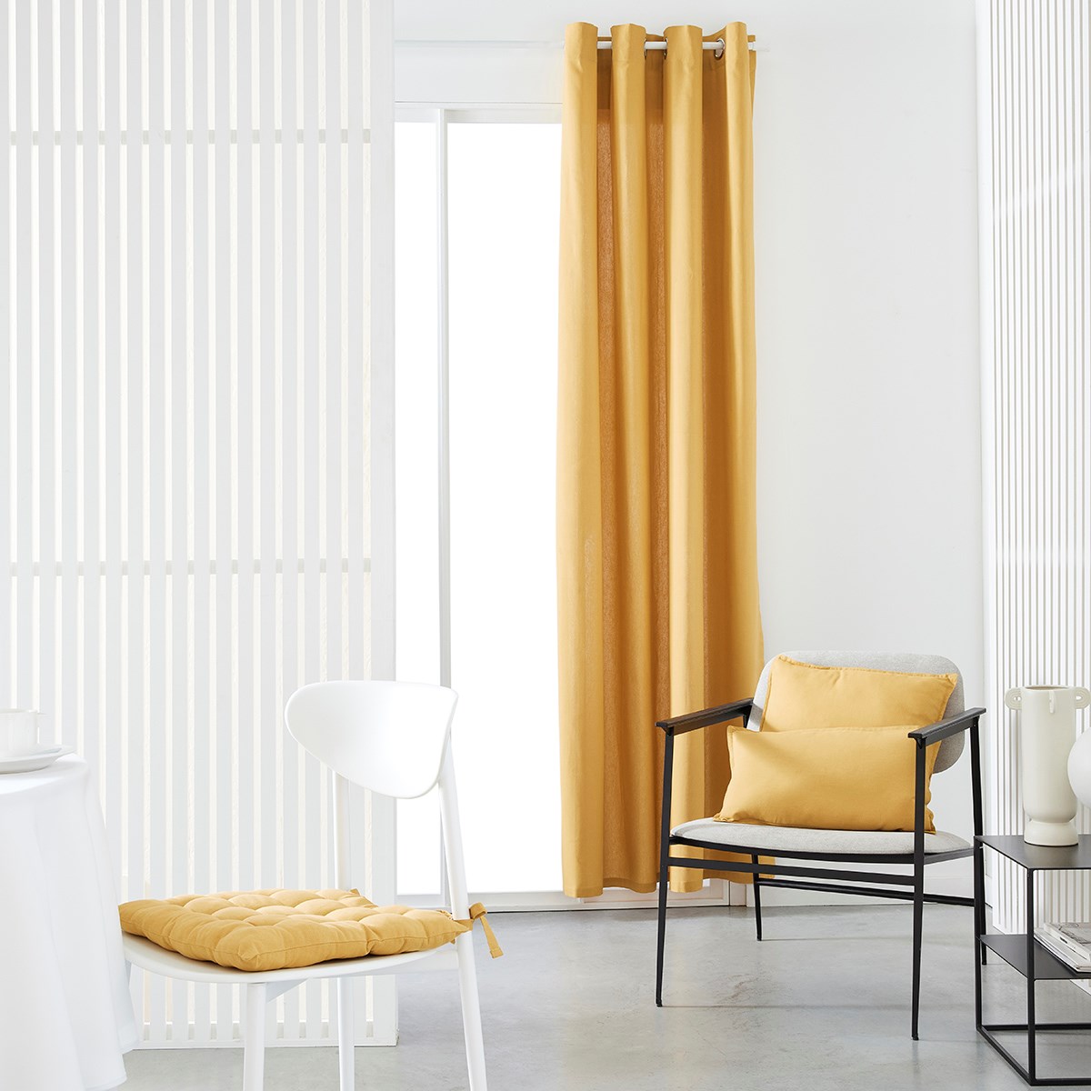 Cotton eyelet curtain TODAY LINGE DE MAISON Yellow