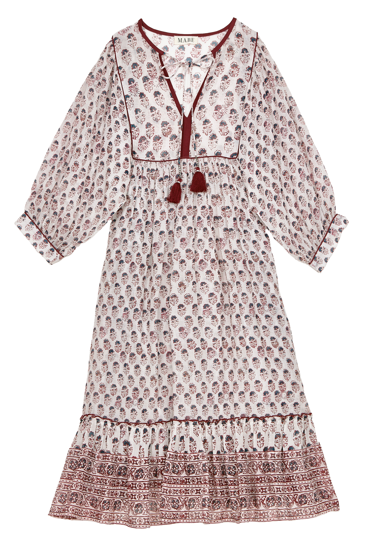 Lange jurk van bedrukt katoen M.A.B.E Blauw