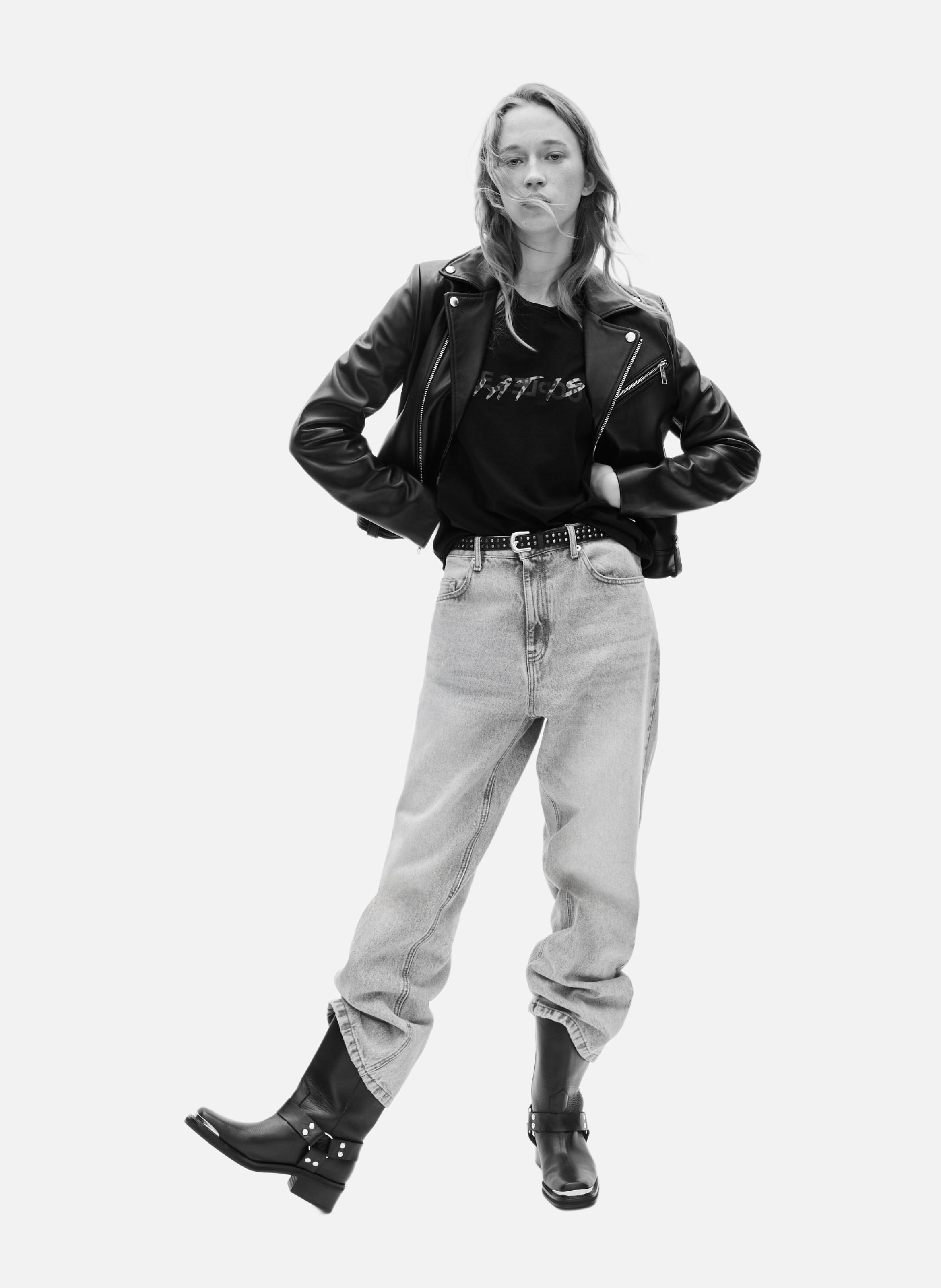 Leather biker jacket THE KOOPLES Black