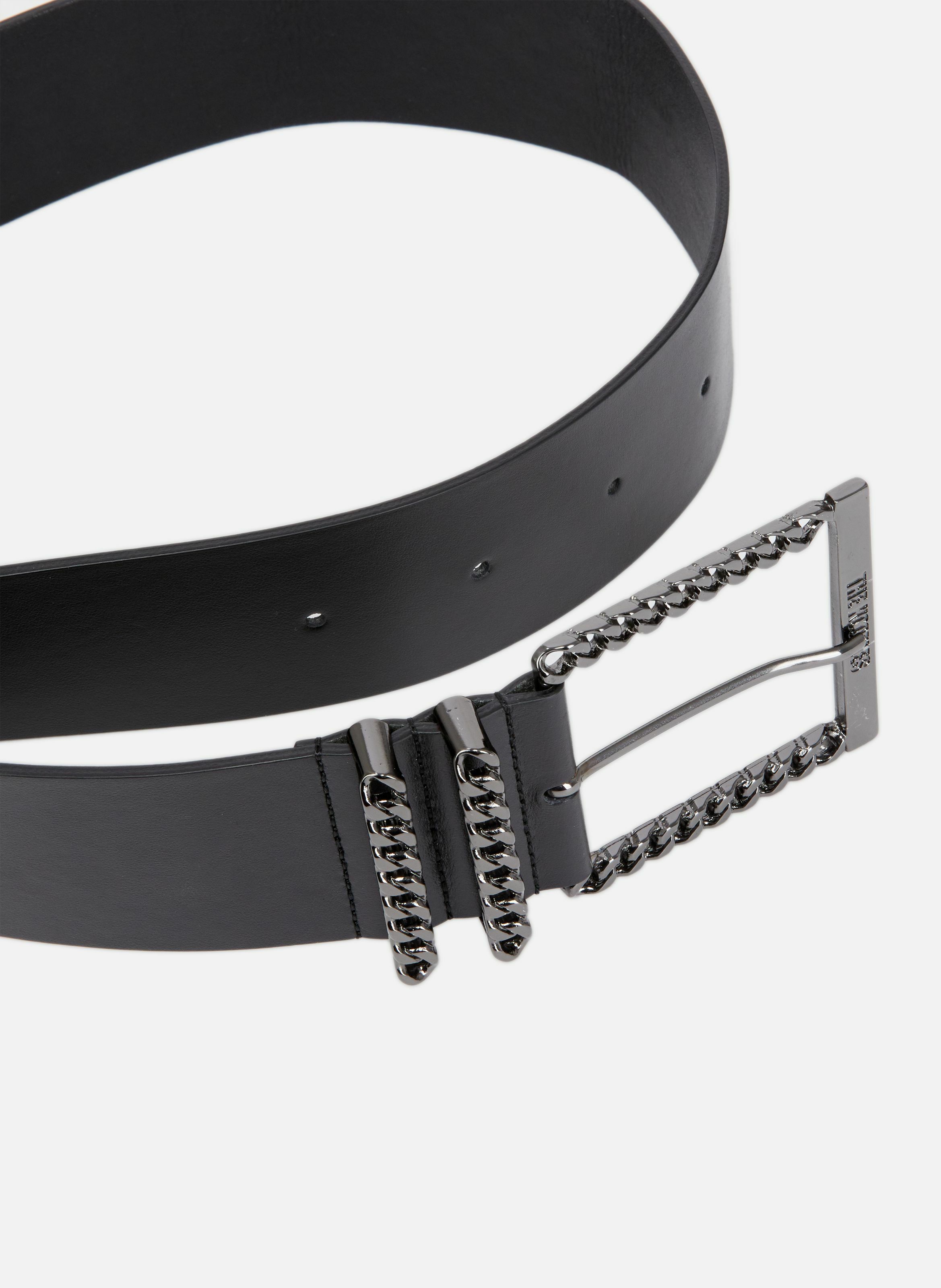 Leather belt with chain buckle THE KOOPLES Black