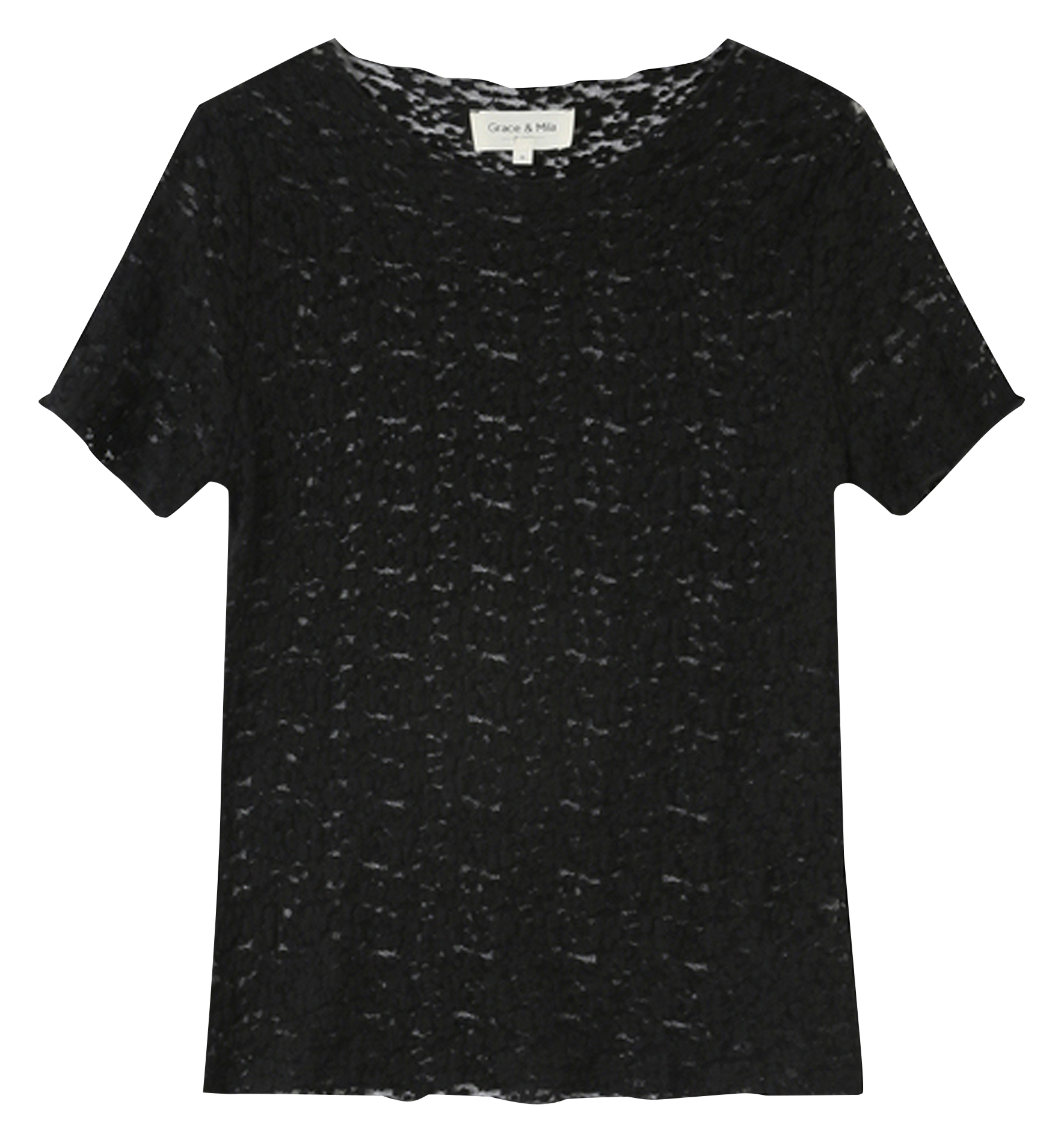 Round-neck lace T-shirt GRACE ET MILA Black