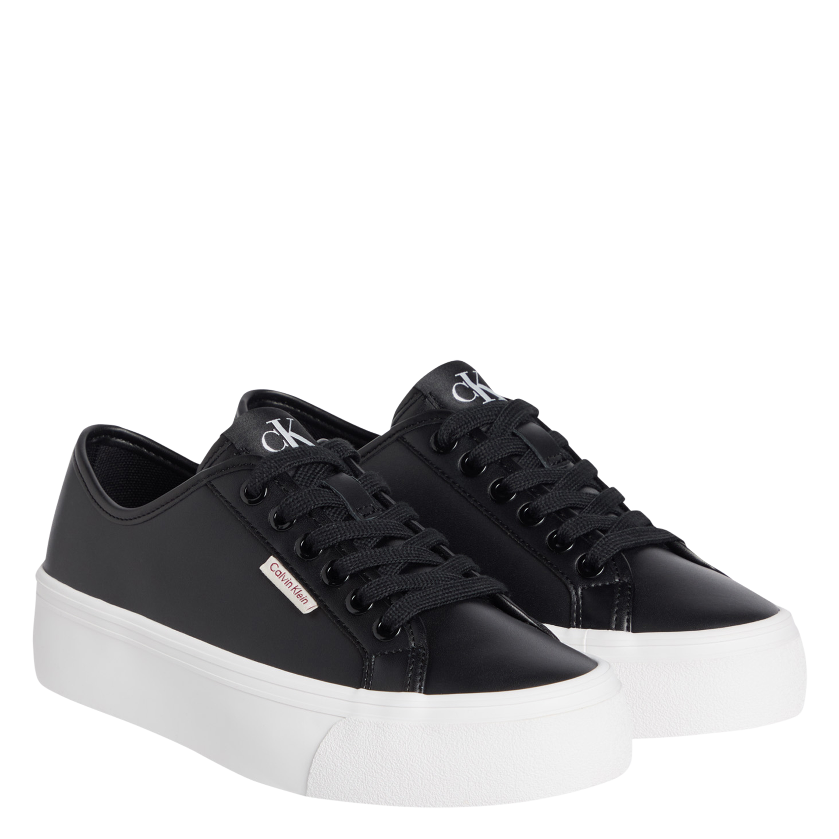 Baskets basses à lacets en cuir CALVIN KLEIN Noir