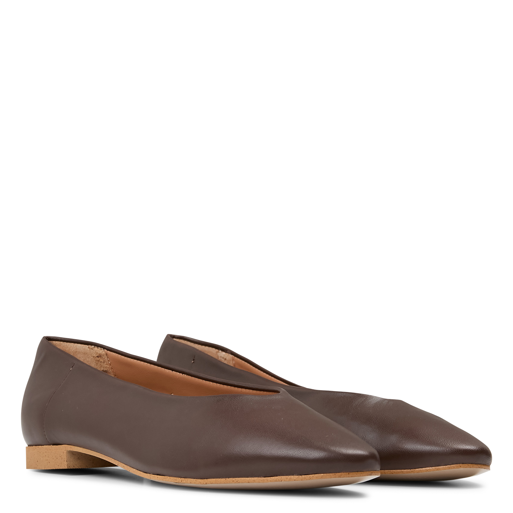 Flat leather ballet pumps MAISON 123 Brown