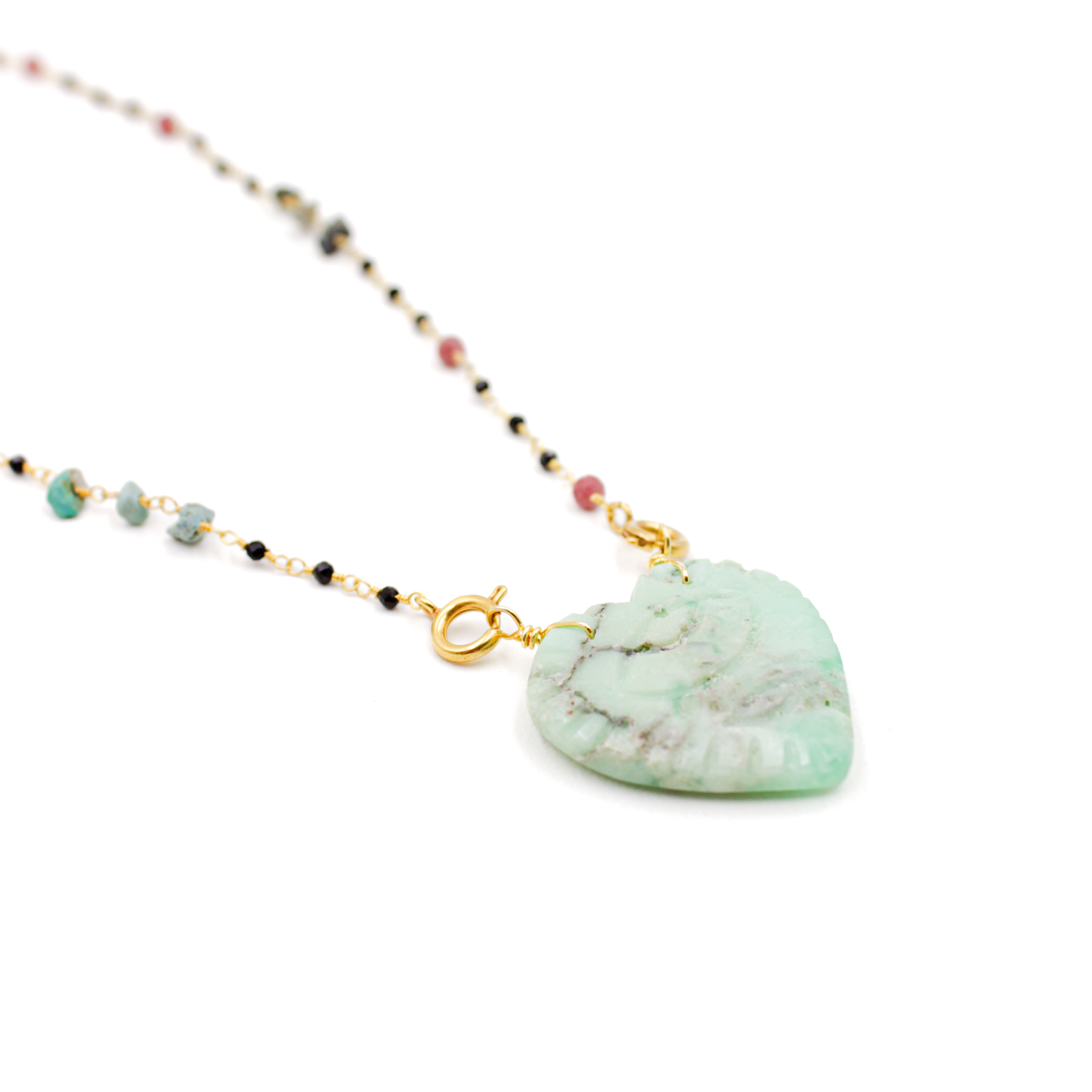 Heart and stones necklace - Elsa L'ATELIER DES DAMES Golden