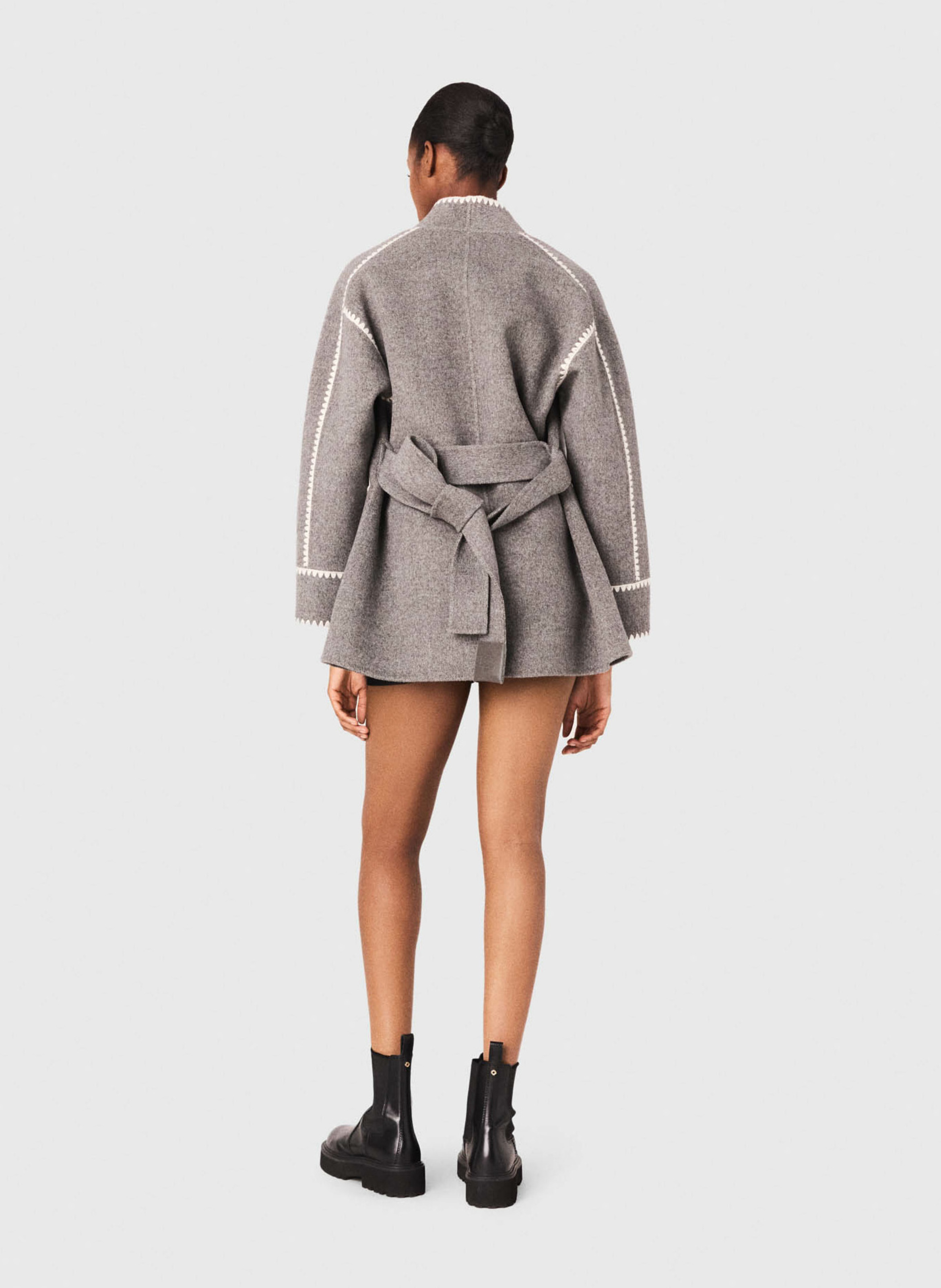 Vest met opstaande kraag - wolblend MAJE Grijs