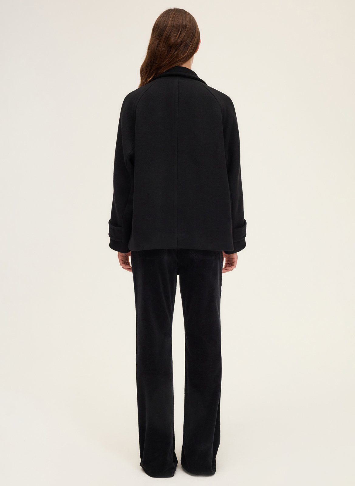 Manteau col chemise en laine mélangée Noir