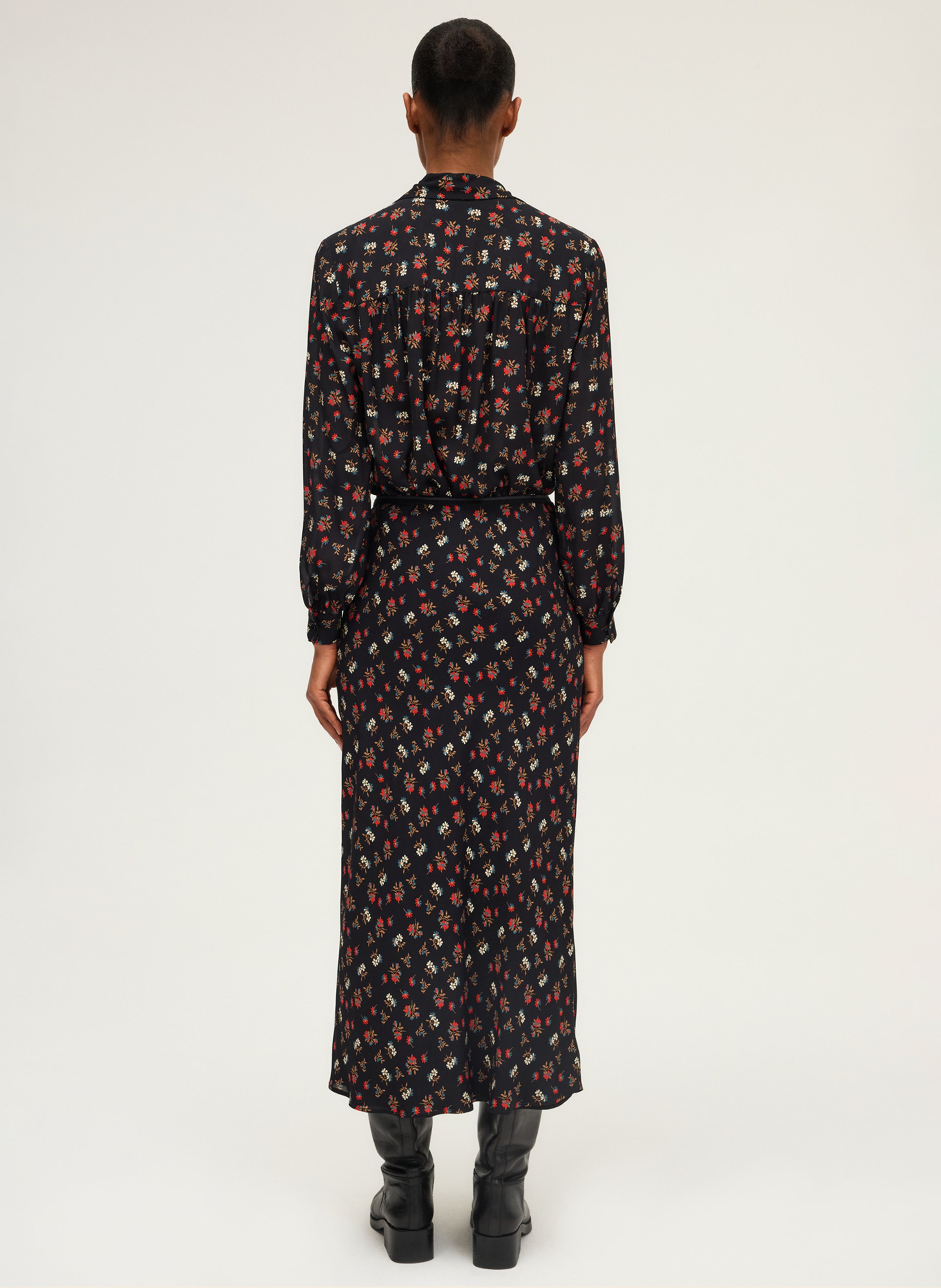 Lange rok met bloemenprint PABLO Zwart