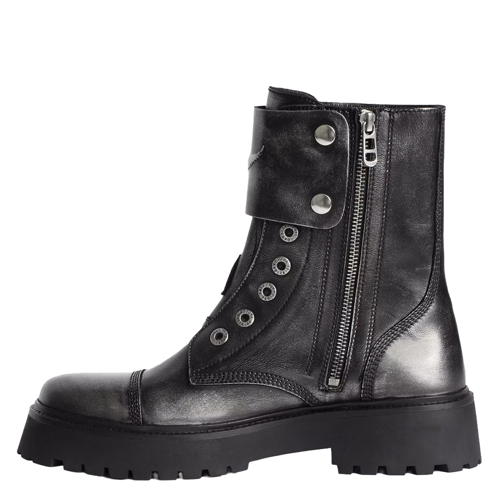 Bottines rangers sans lacets en cuir ZADIG&VOLTAIRE Noir