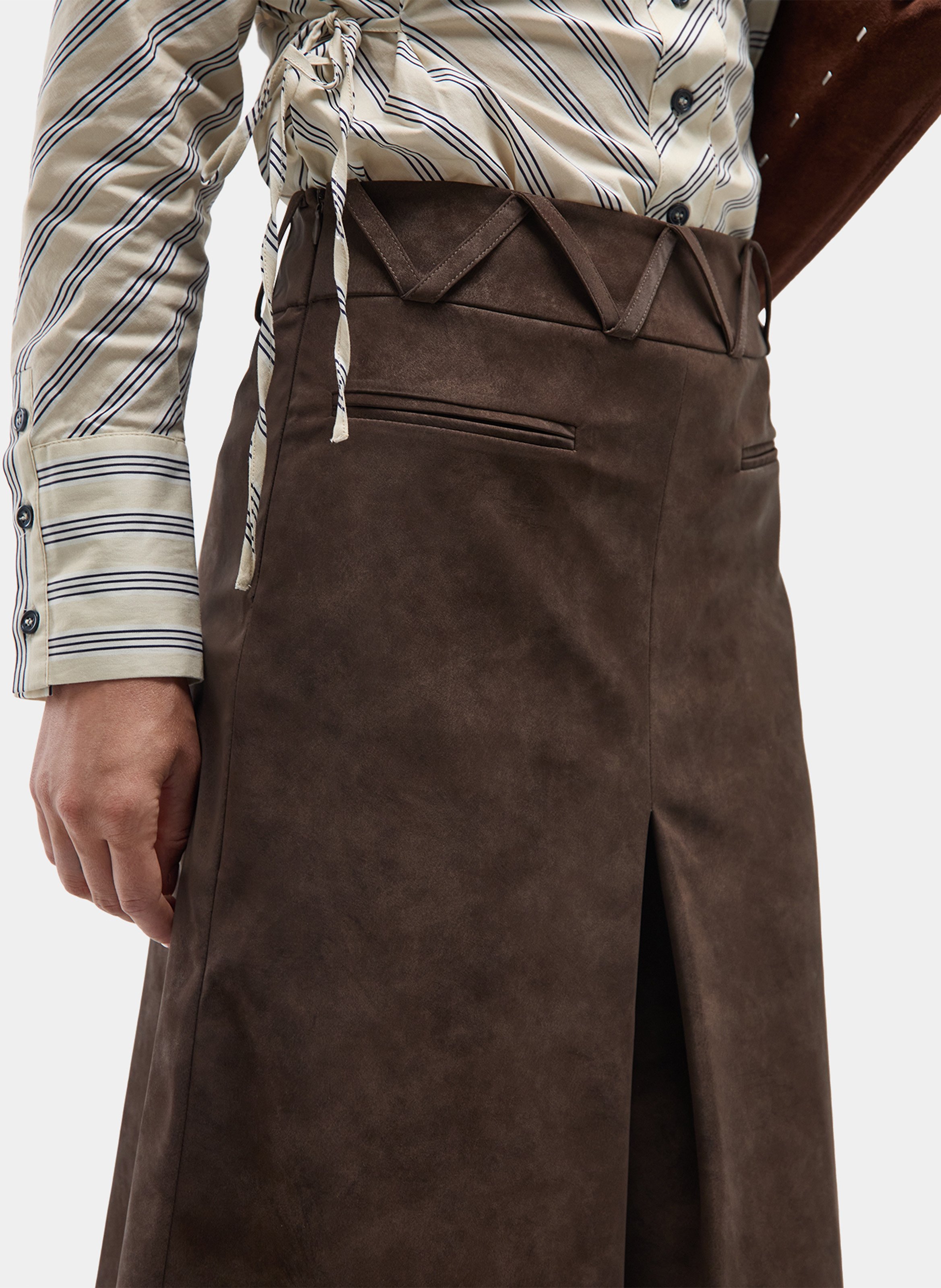 Jupe midi taille haute LAAGAM Marron