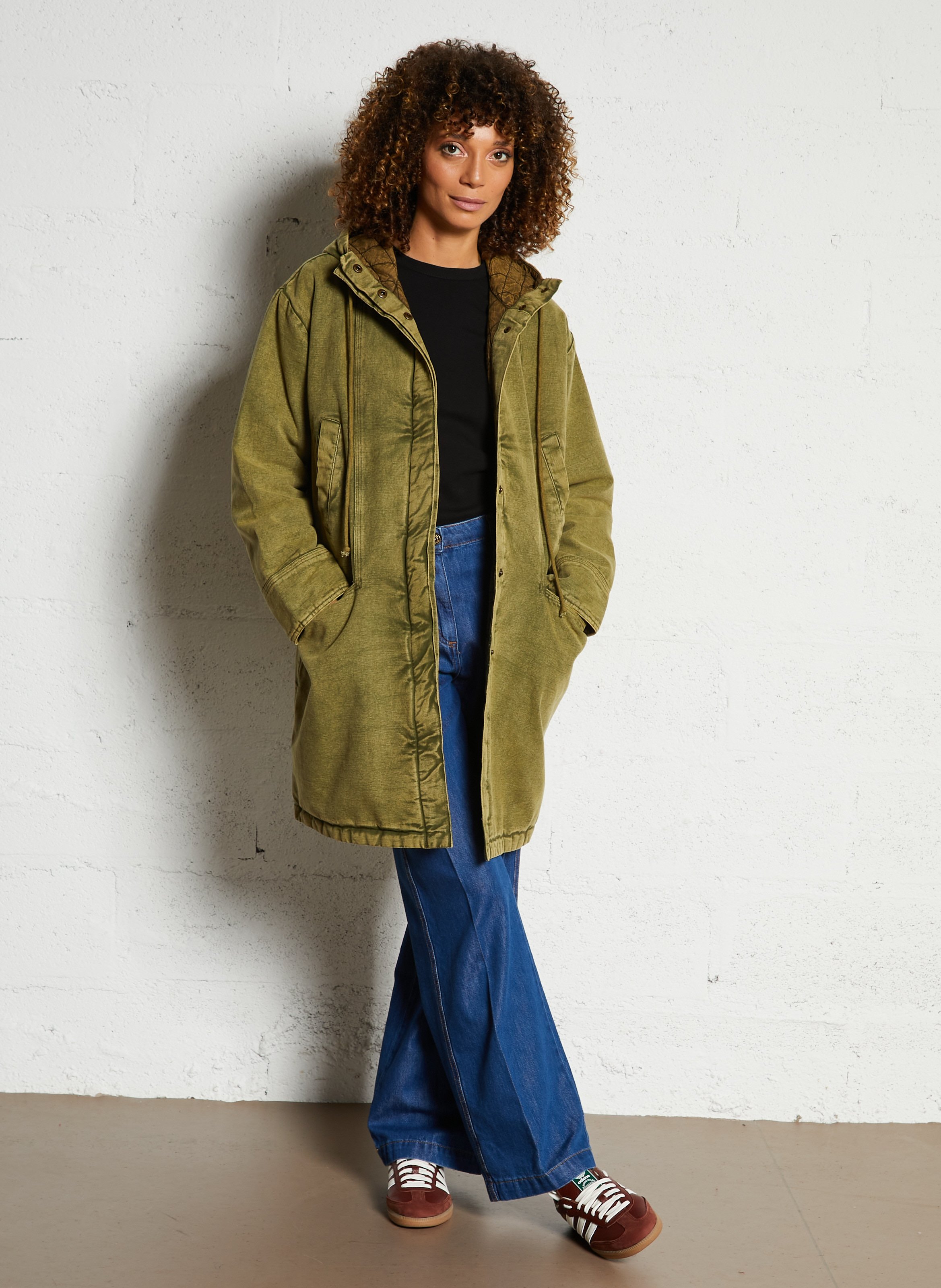 Manteau à capuche en denim LEON & HARPER Kaki