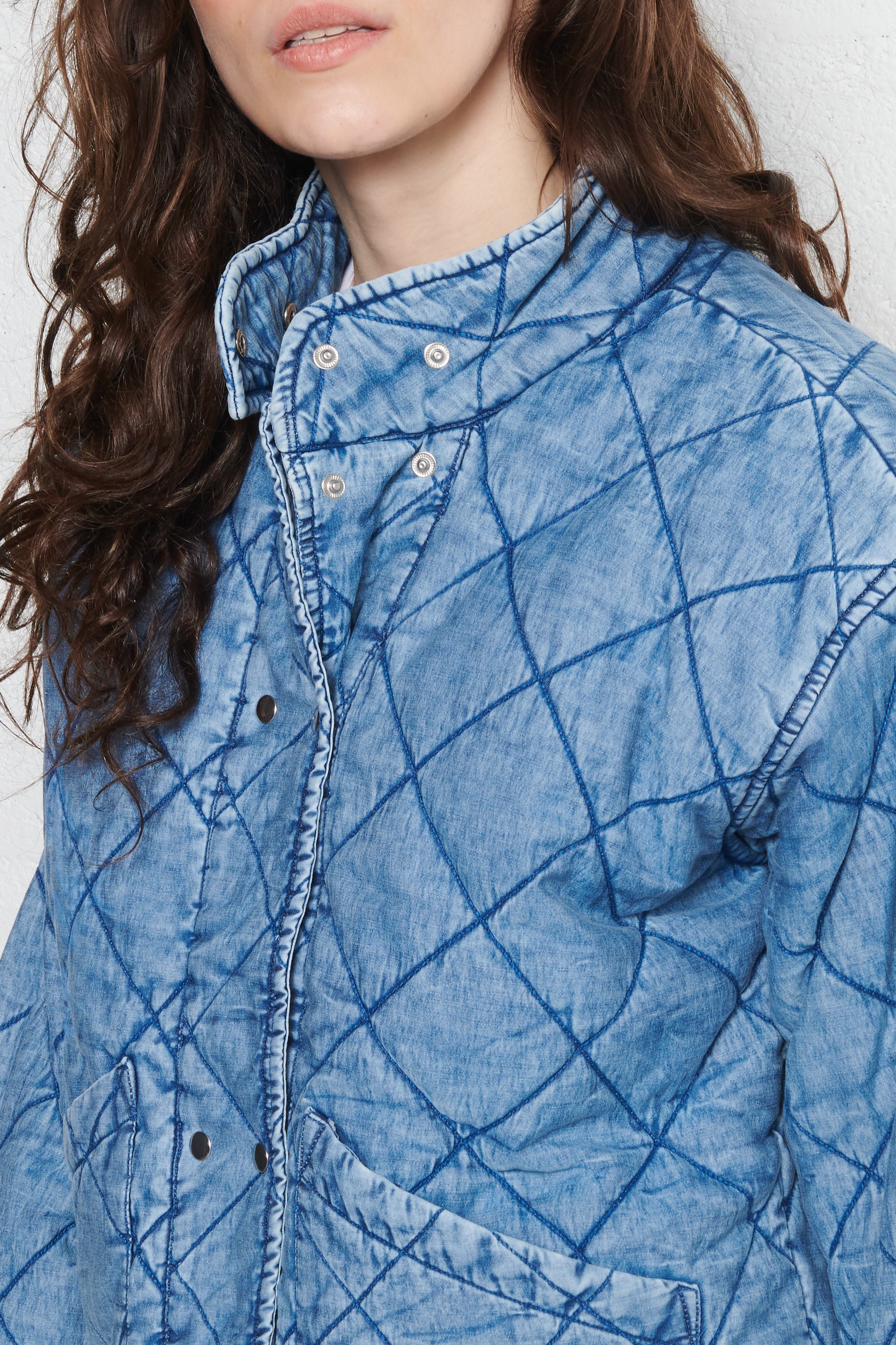 Quilted denim high-neck jacket MAISON 123 Blue