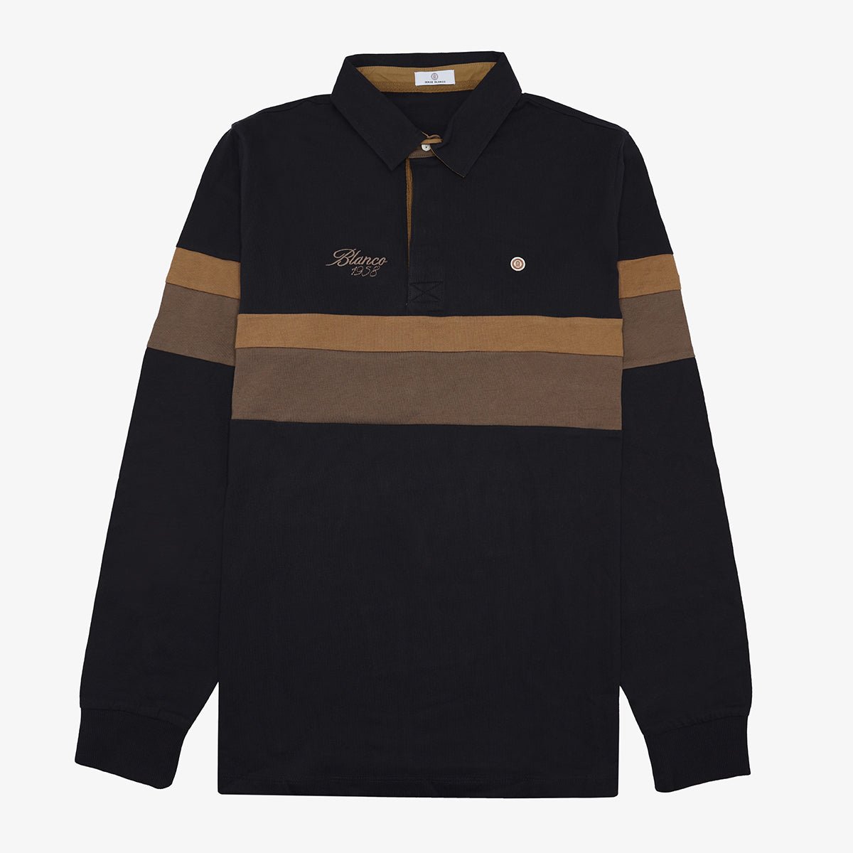 Long-sleeved embroidered rugby jersey - back SERGE BLANCO Black