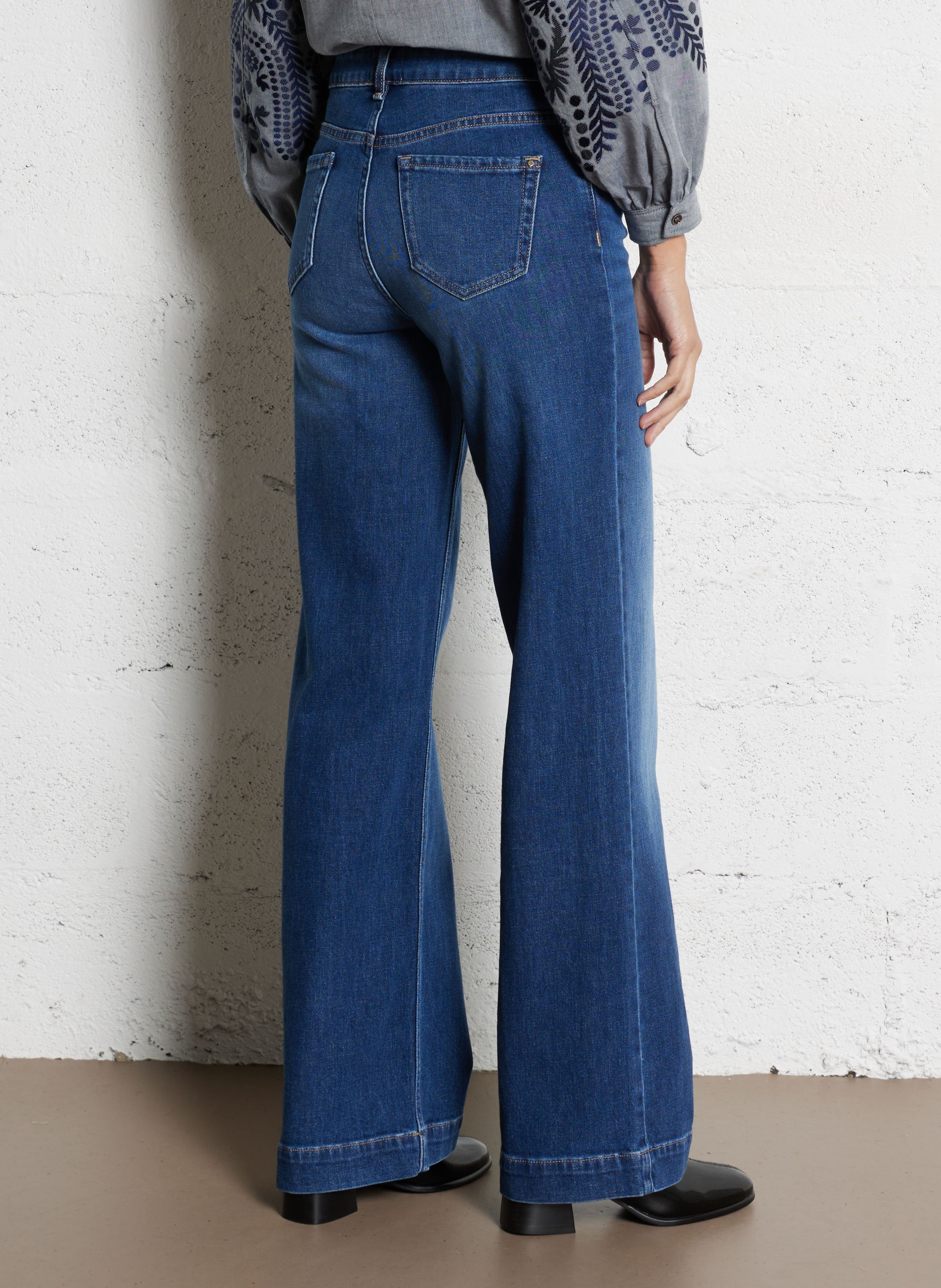 Cotton-blend wide-leg jeans MAISON 123 Blue