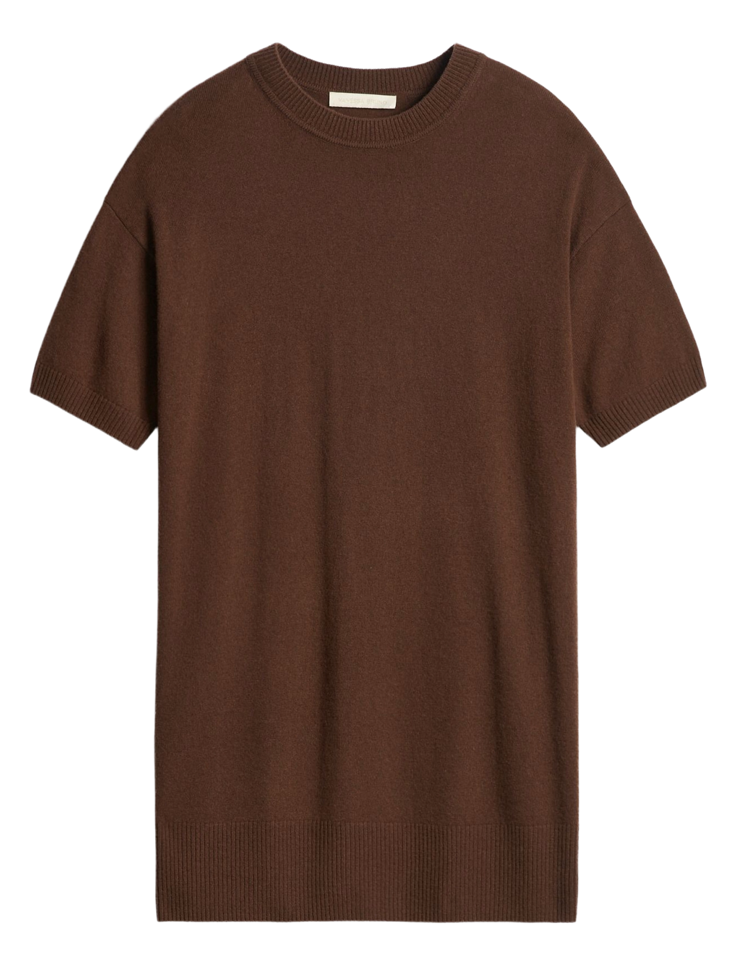Short round-neck merino wool dress VANESSA BRUNO Brown