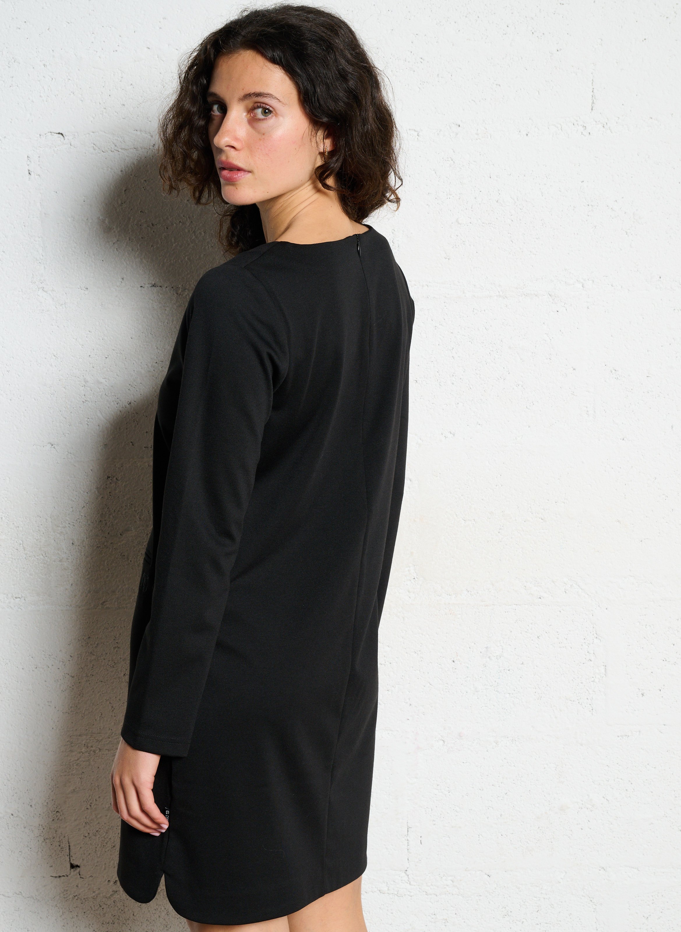 Robe courte col v  LE TEMPS DES CERISES Noir