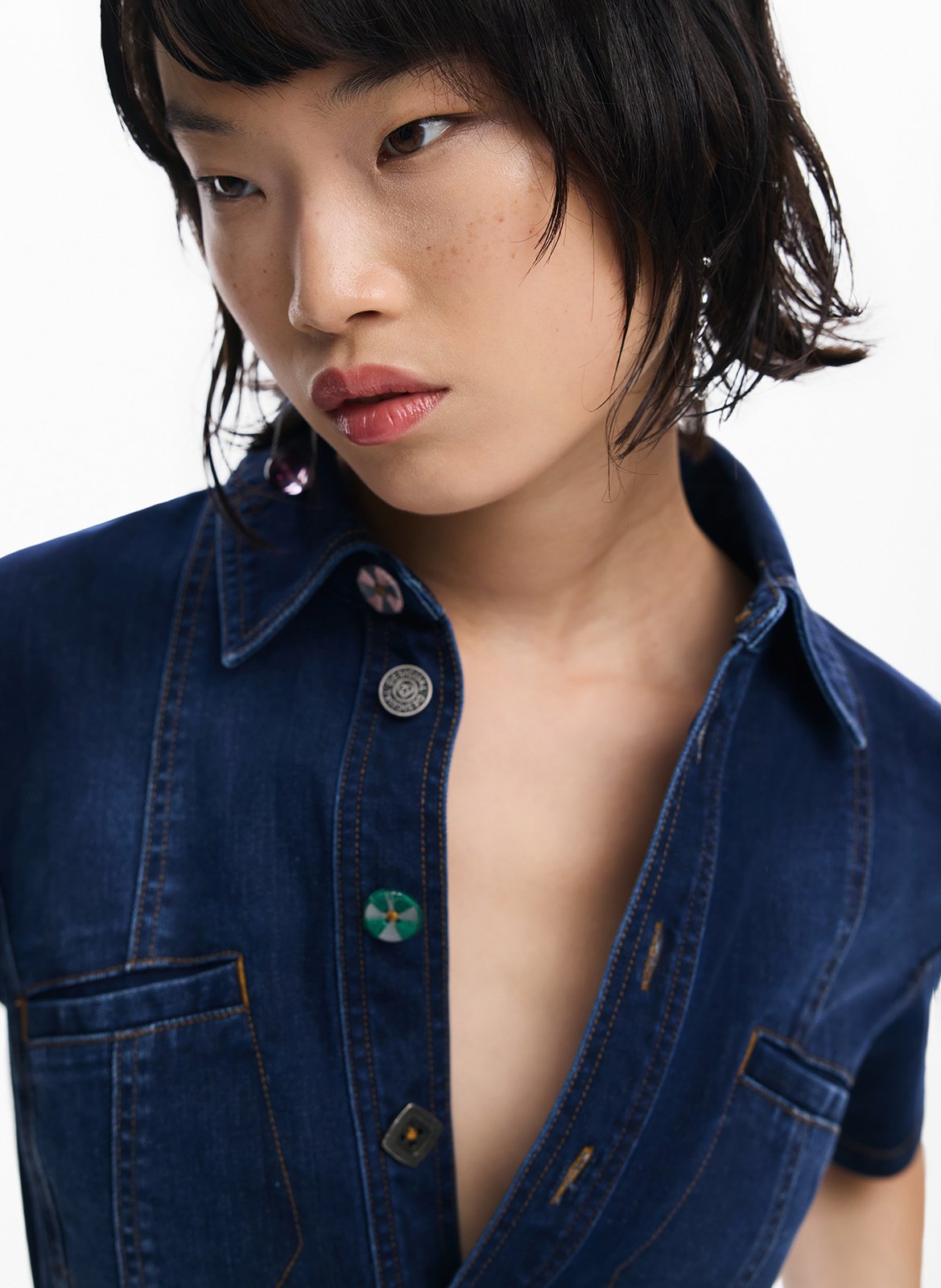 Robe droite courte en denim DESIGUAL Bleu