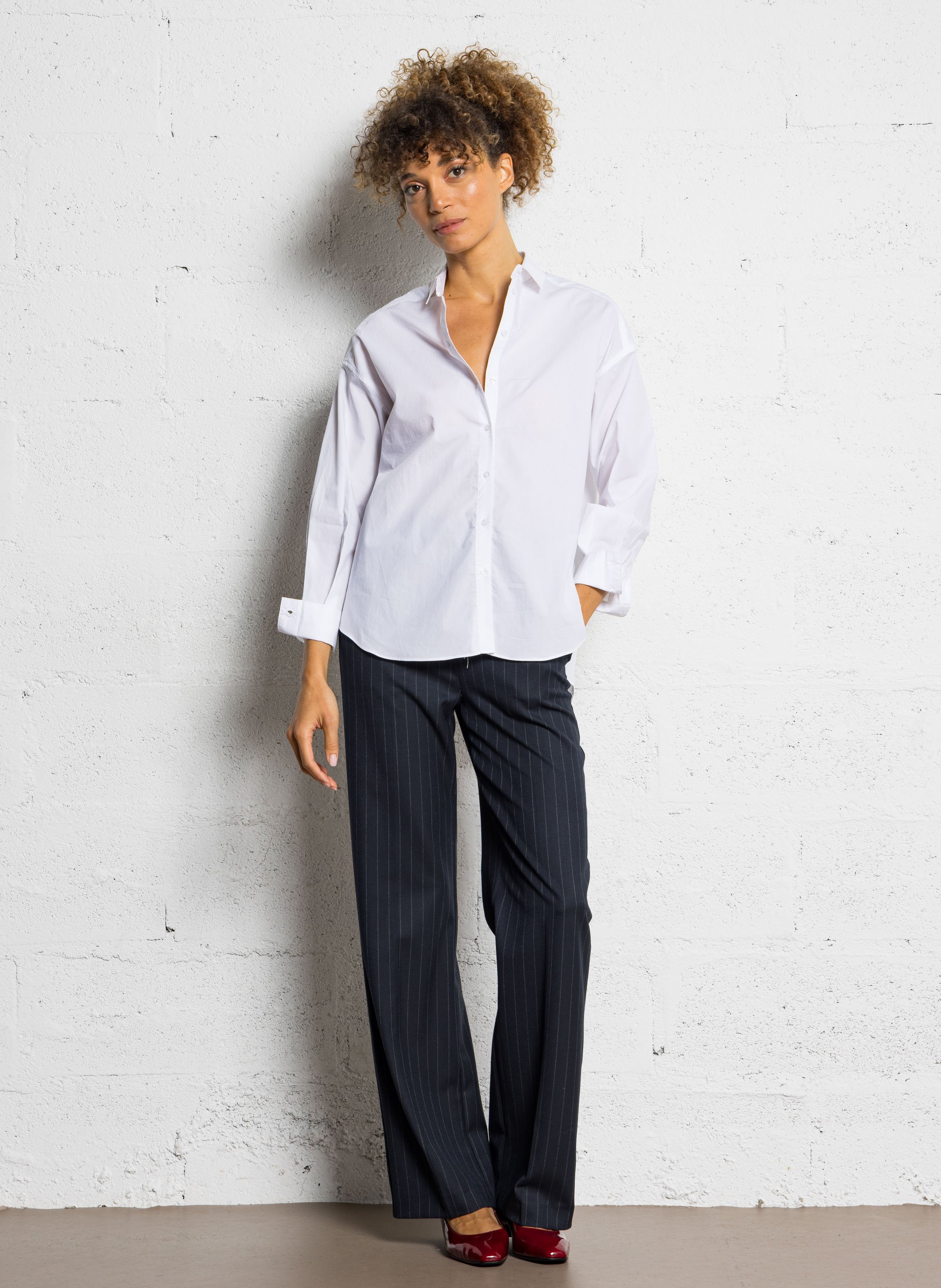 Katoenen blouse met klassieke kraag SUD EXPRESS Wit