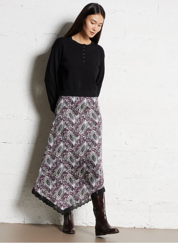 Jupe Occasion Parfait état Jupe Midi Femme Classics Violette, Ligne A, Taille 18, Doublée Avec Broderies Perles - Occasion Parfaite Jupe Ligne A Perles Jupe Occasion Parfait état Jupe Midi Femme Classics Violette, Ligne A, Taille 18, Doublée Avec Broderies Perles - Occasion Parfaite Jupe Ligne A Perles