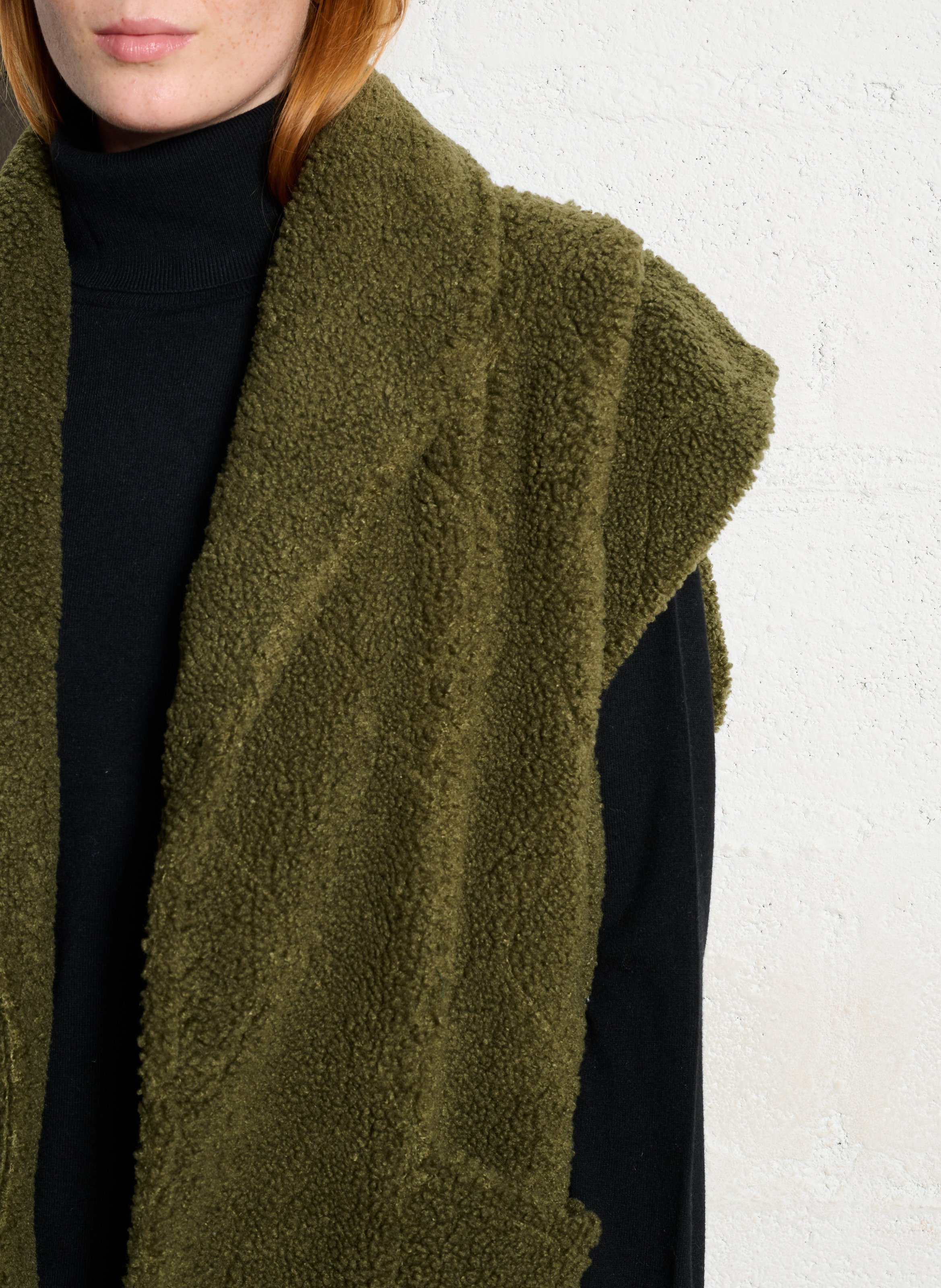 Oversize Mantel mit Schalkragen aus Sherpa AOKYANOS Khaki