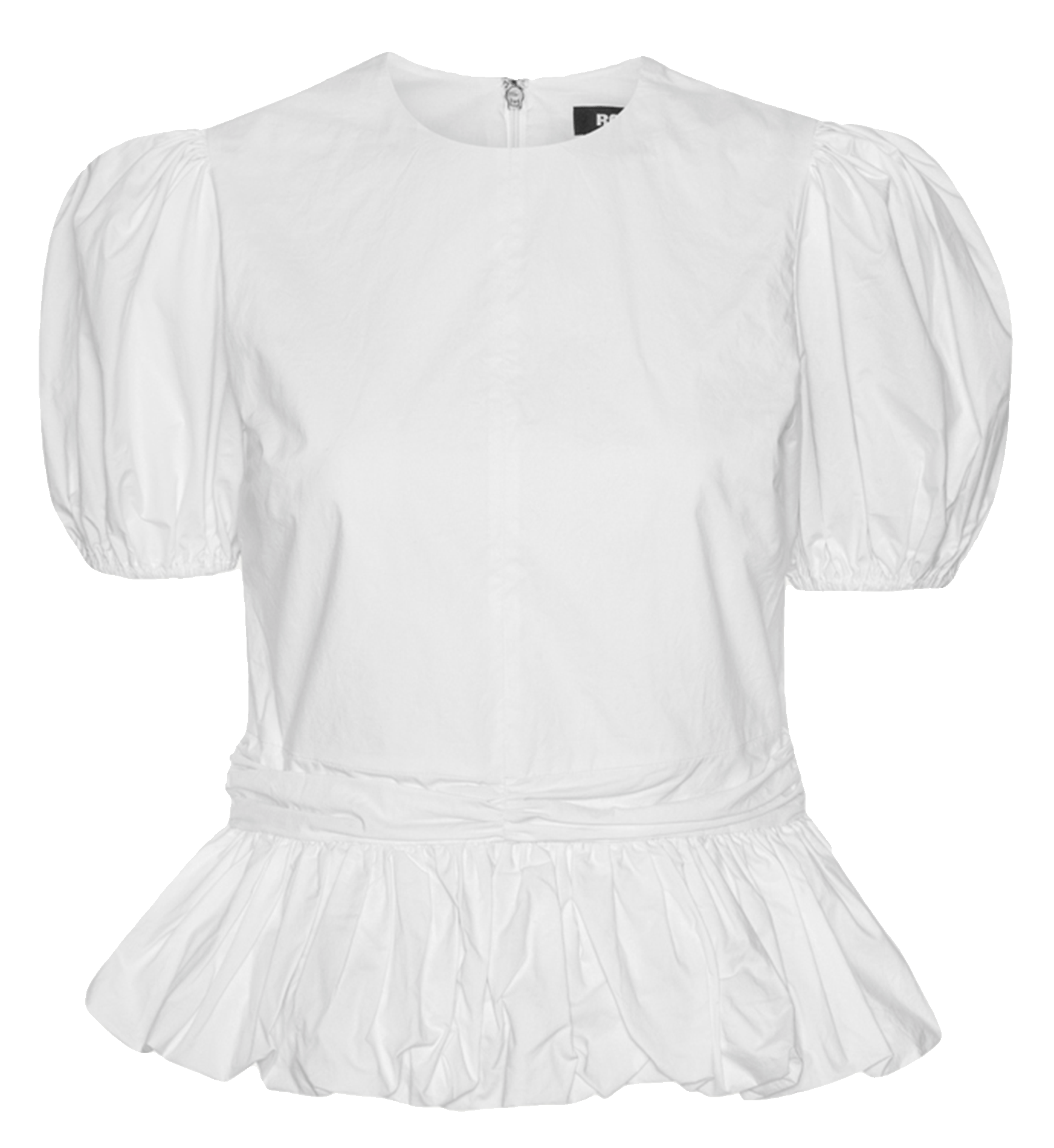 Short puff sleeves straight top ROTATE White