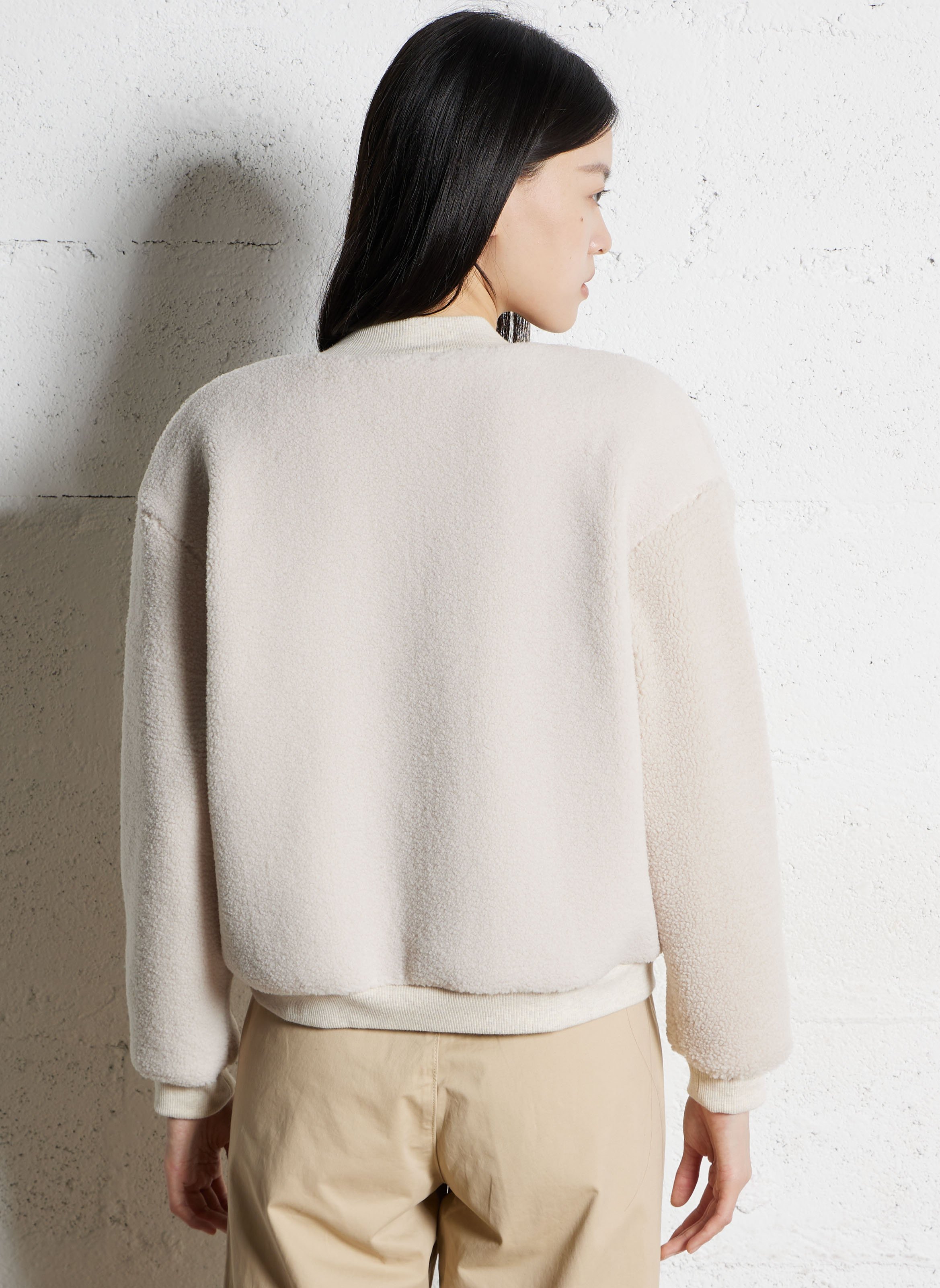 Cardigan droit en sherpa I CODE Blanc