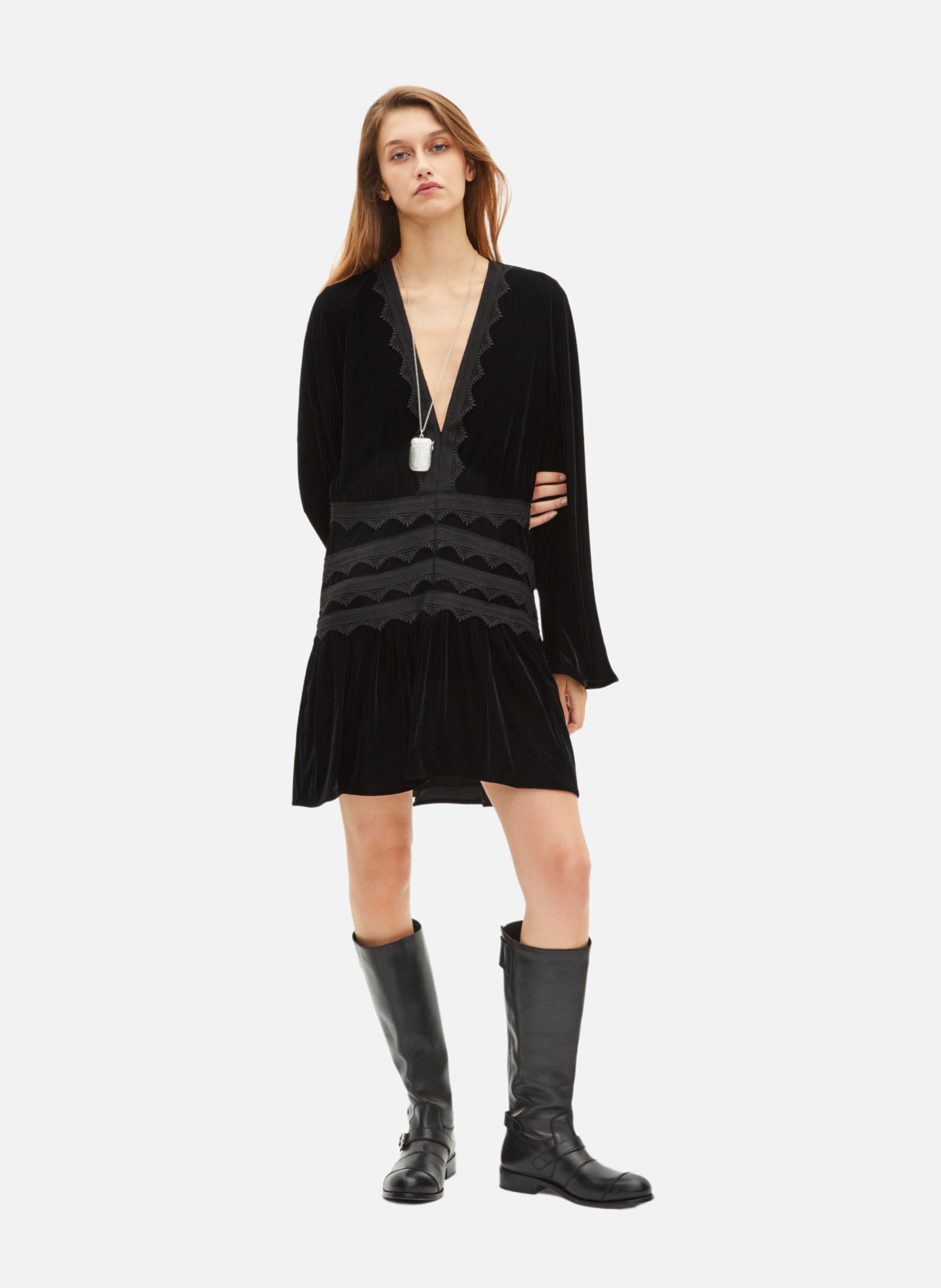 Short velvet dress THE KOOPLES Black