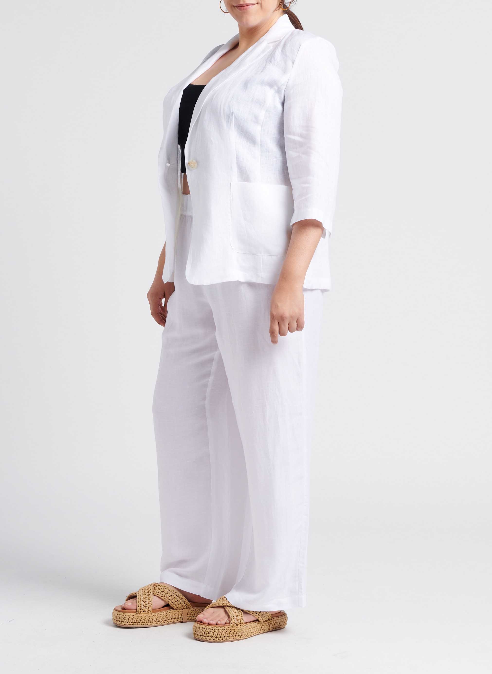 Veste col tailleur en lin  PERSONA by Marina Rinaldi Blanc