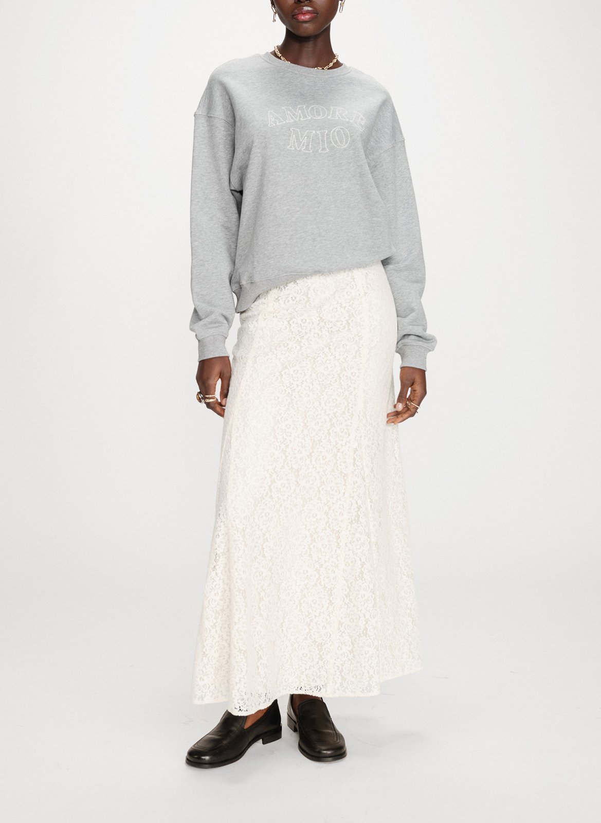 Cotton round-neck sweatshirt GRACE ET MILA Silver