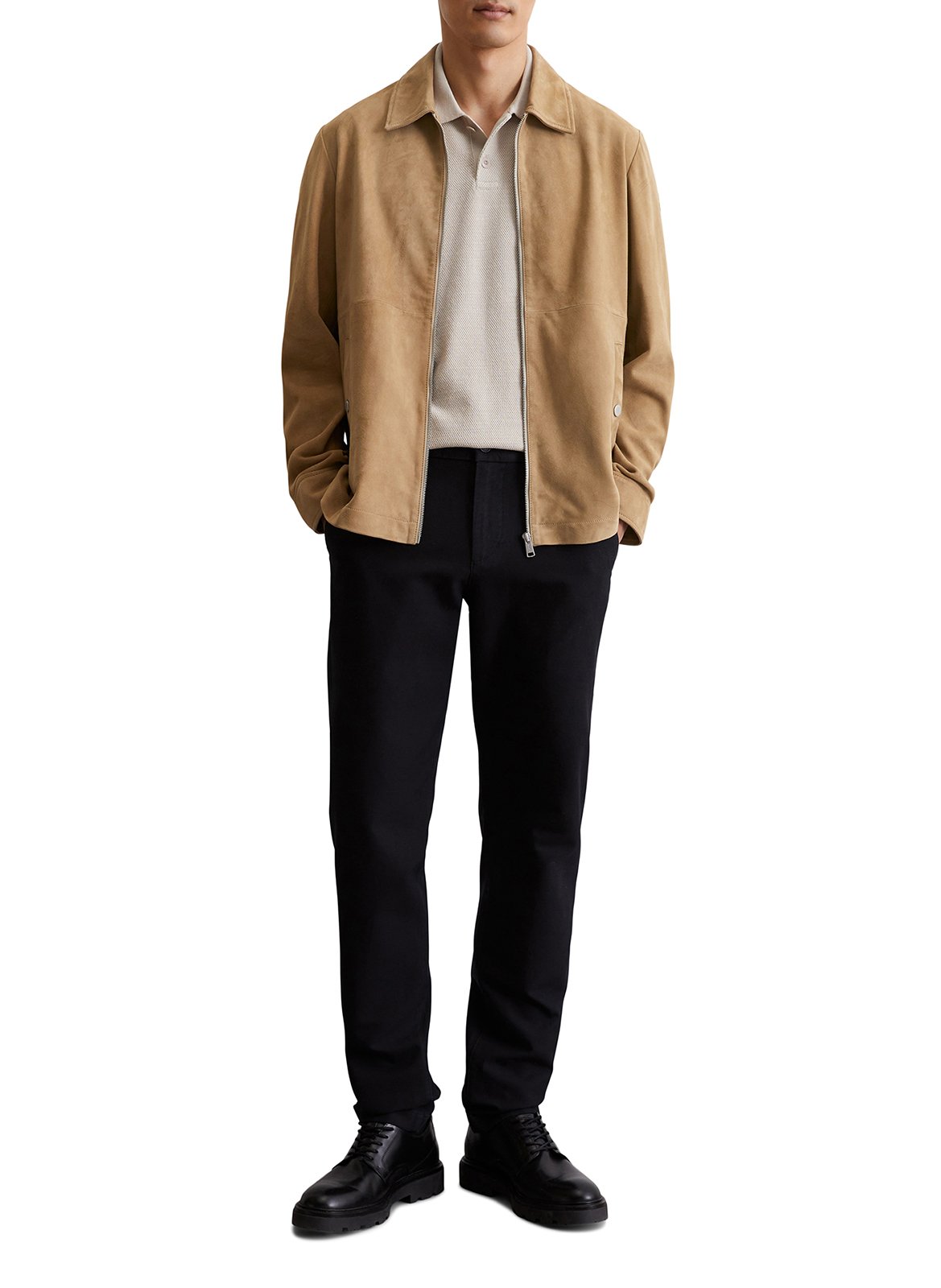 Lambskin leather jacket with classic collar MARC O'POLO Beige