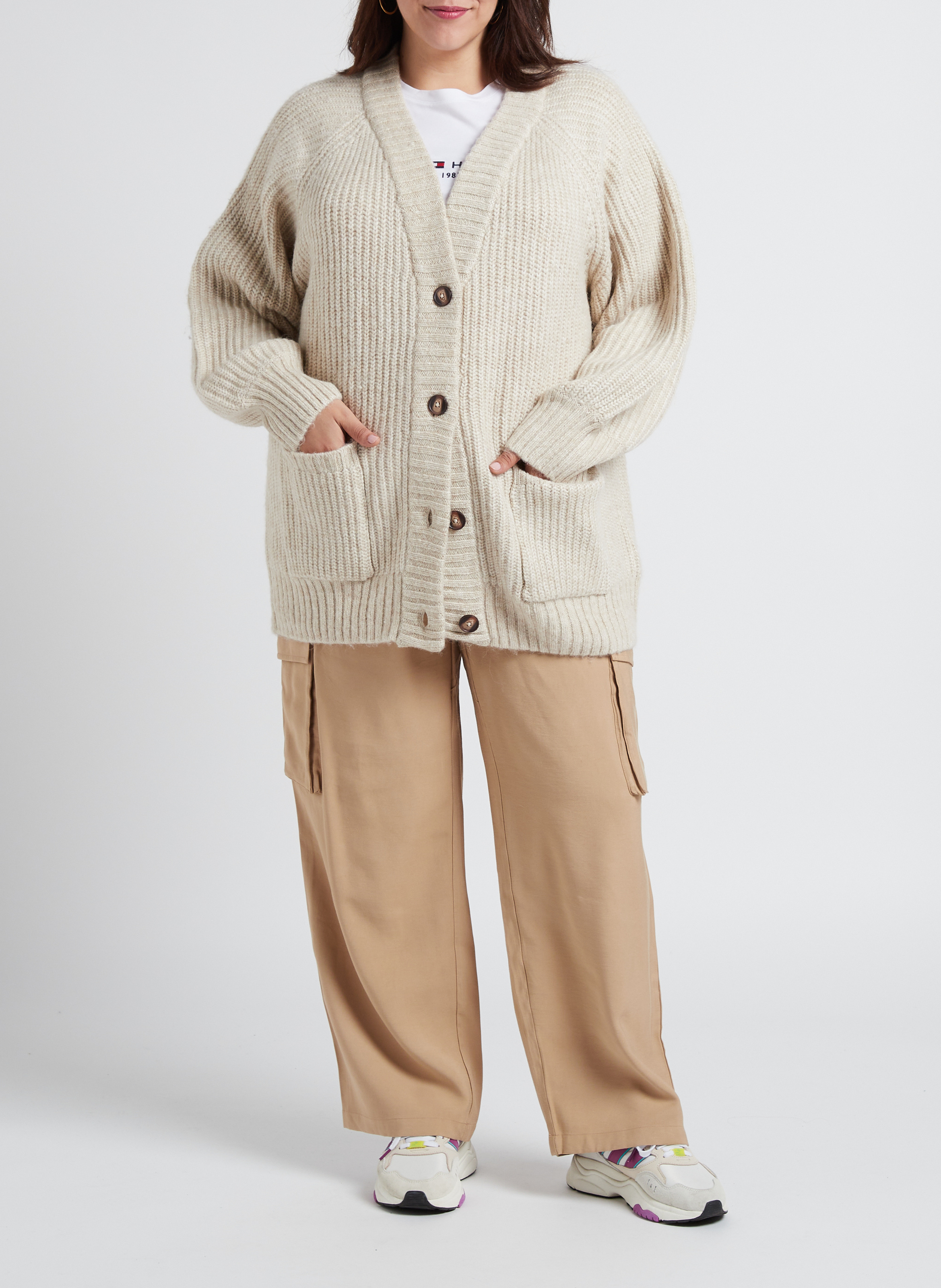 Besticktes Rundhals-T-Shirt aus Bio-Baumwolle TOMMY HILFIGER Weiss