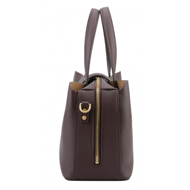 Calfskin leather handbag POURCHET Red