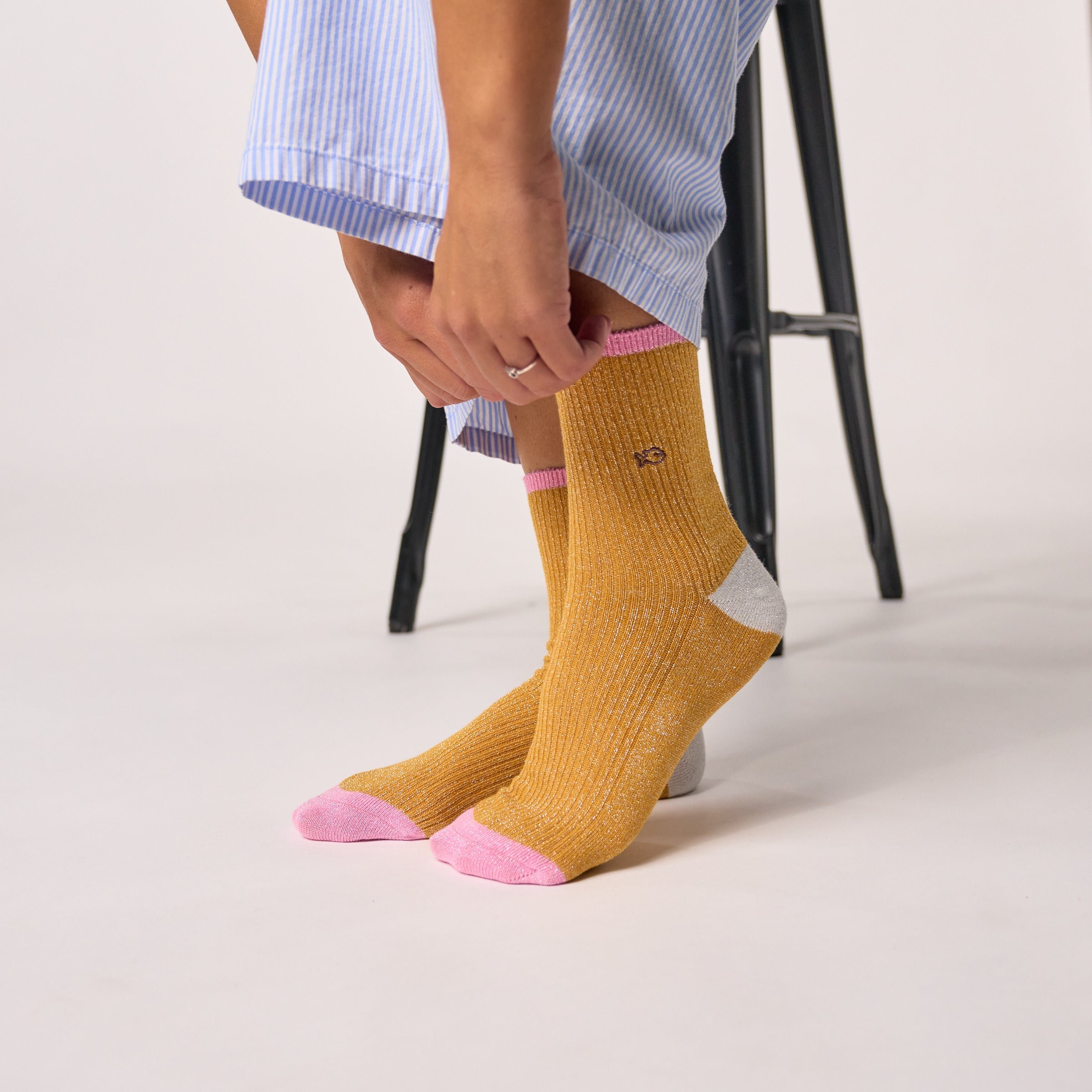 Combed Cotton Vintage Socks BILLYBELT Yellow
