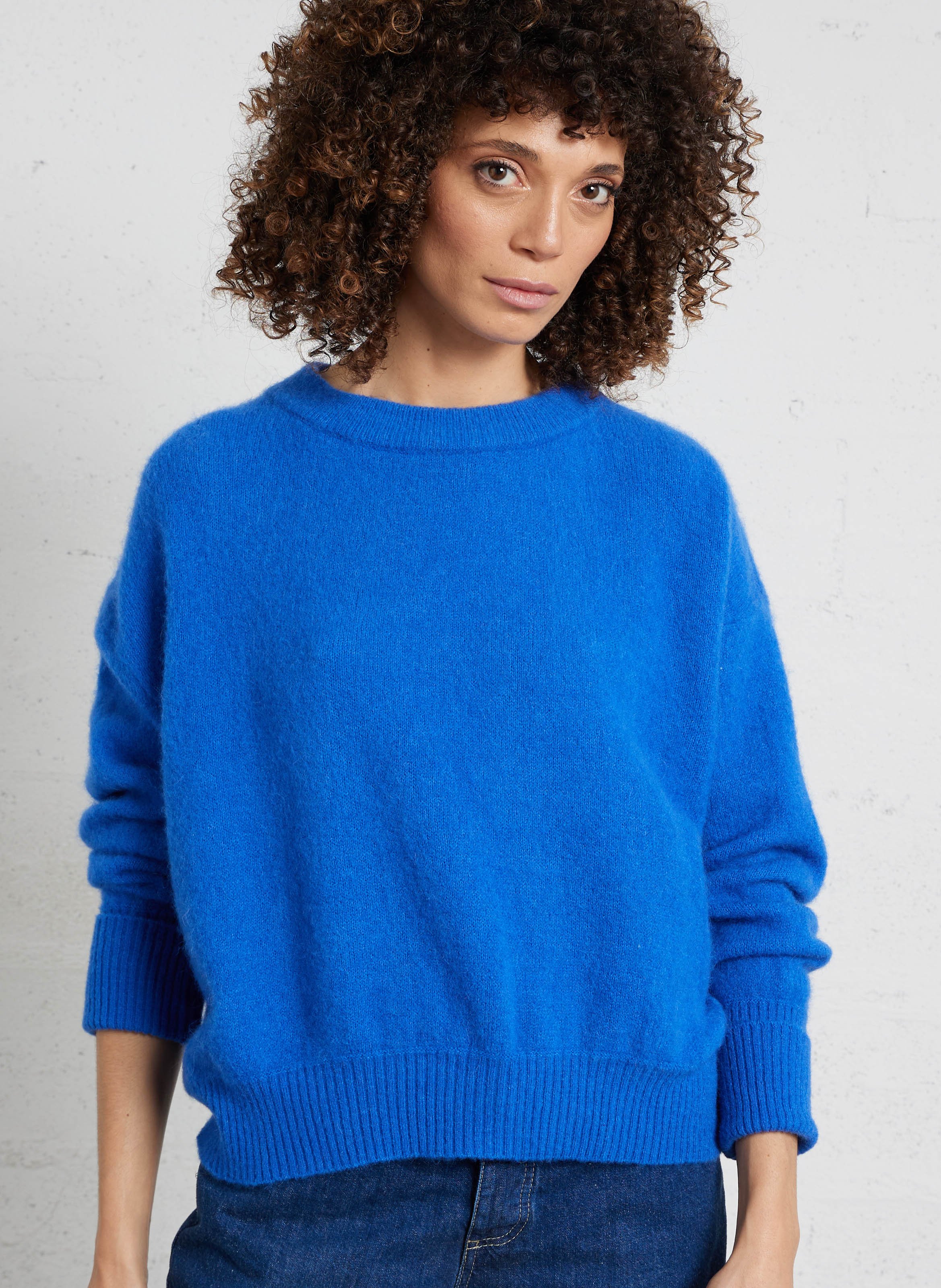 Loose-fit wool-blend sweater with round neck AMERICAN VINTAGE Blue