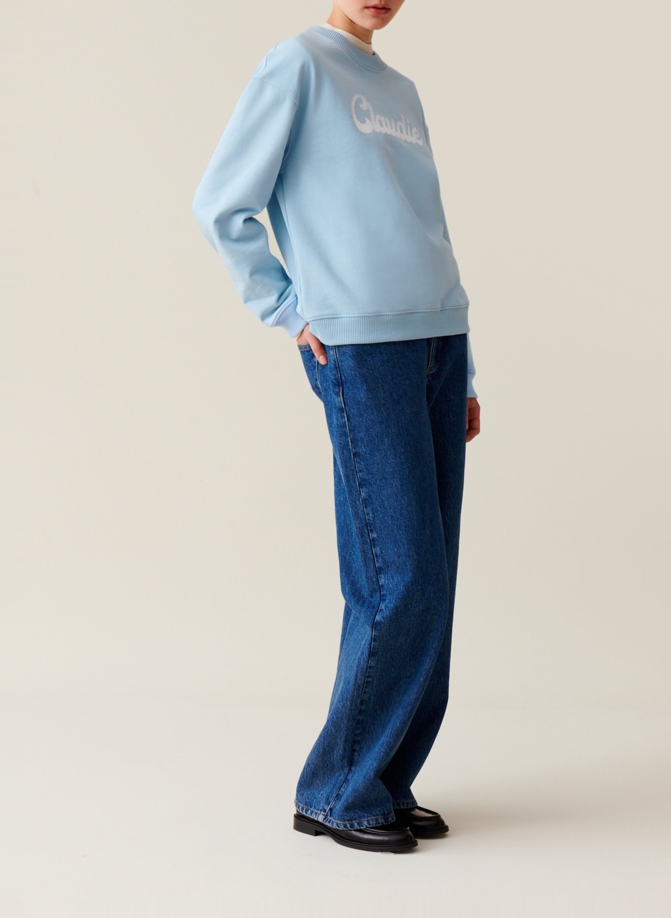 Oversized printed cotton sweatshirt CLAUDIE PIERLOT Blue