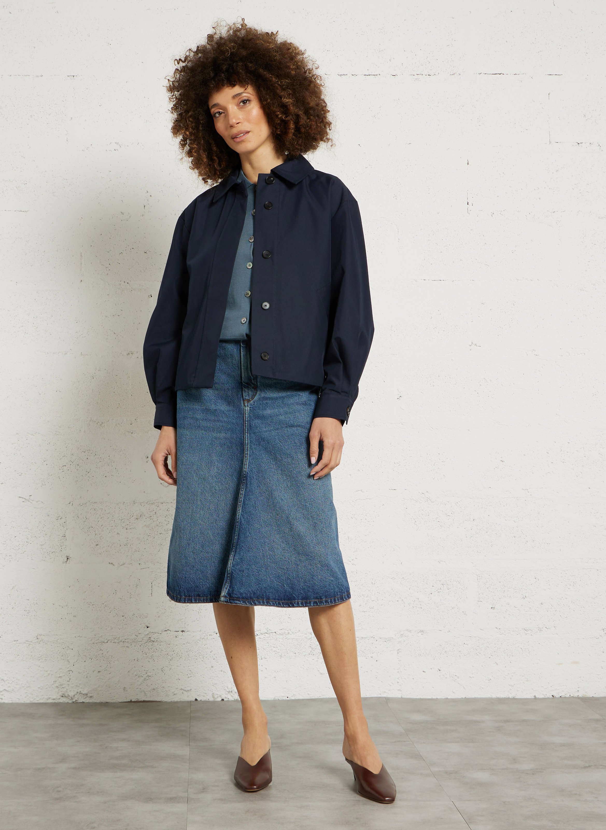 Einfarbiges gerade geschnittenes Knopfleisten-Jackett RUE DE TOKYO Blau