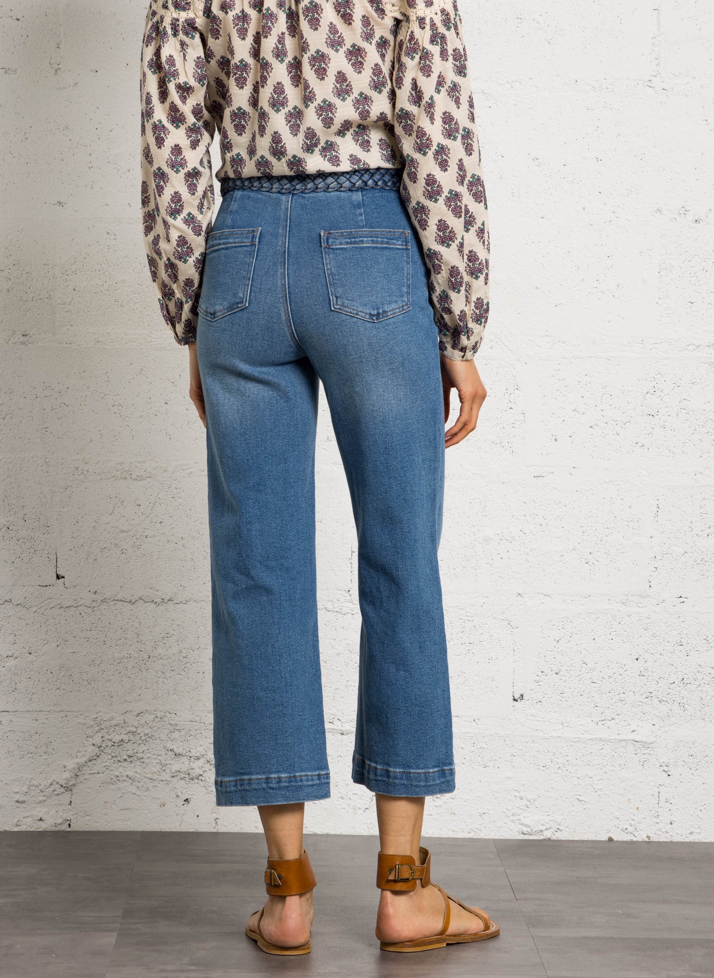 Kurze Hose in Uni mit geflochtener Gürtel MAISON 123 Blau