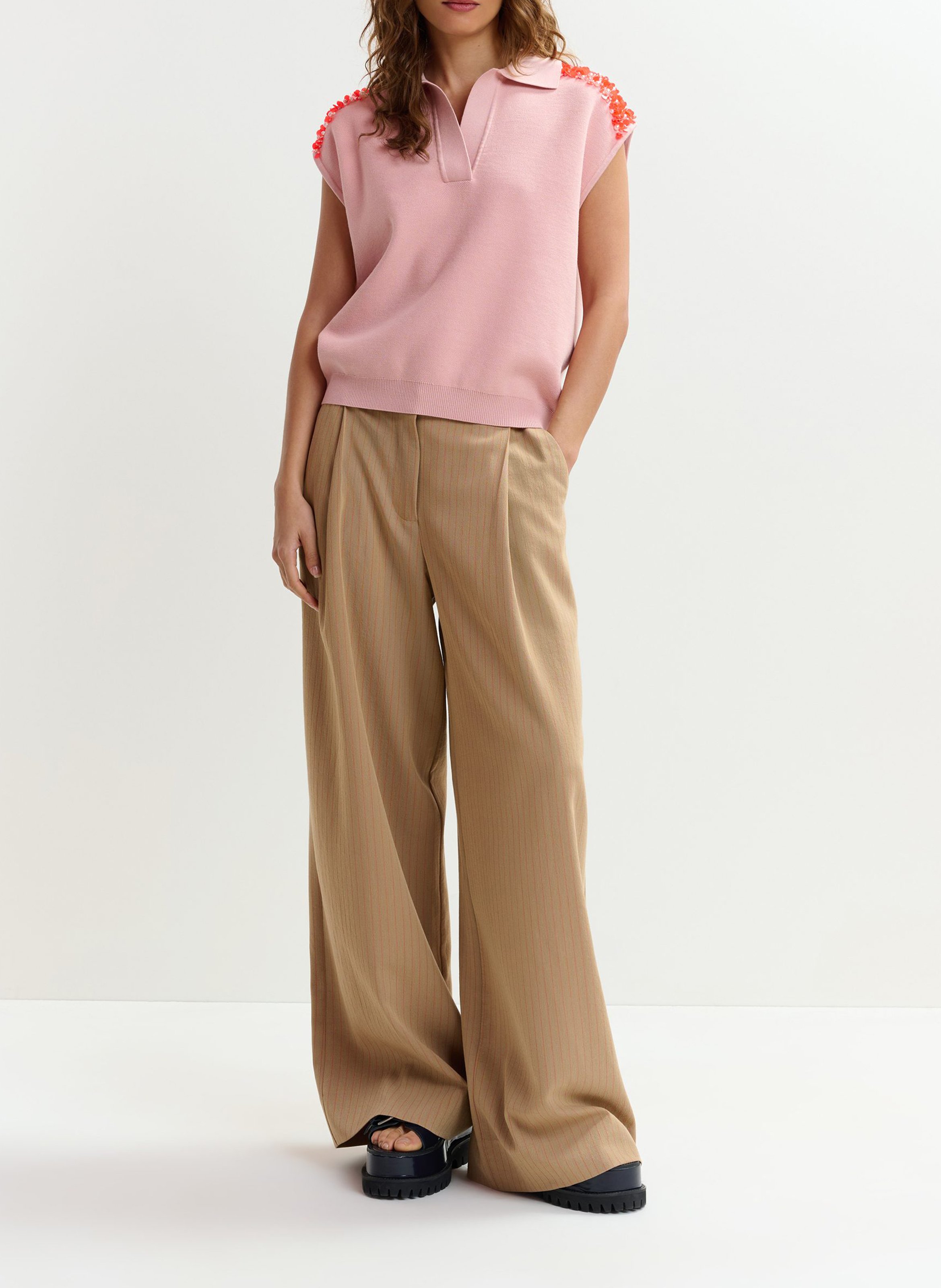 Top with polo shirt collar ESSENTIEL ANTWERP Pink