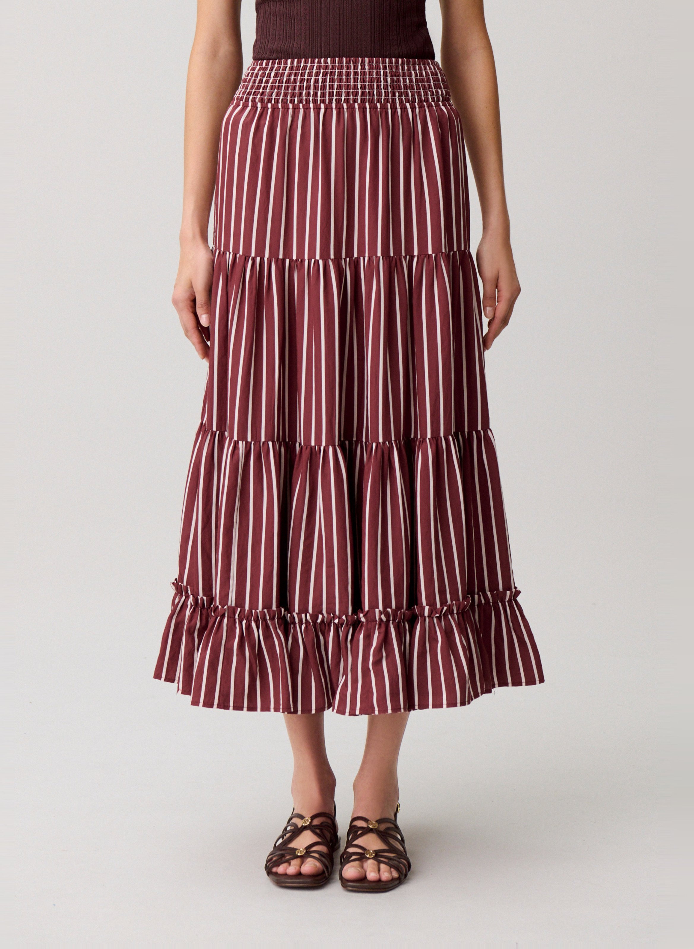 Gestreepte, lange, uitlopende rok CLAUDIE PIERLOT Veelkleurig