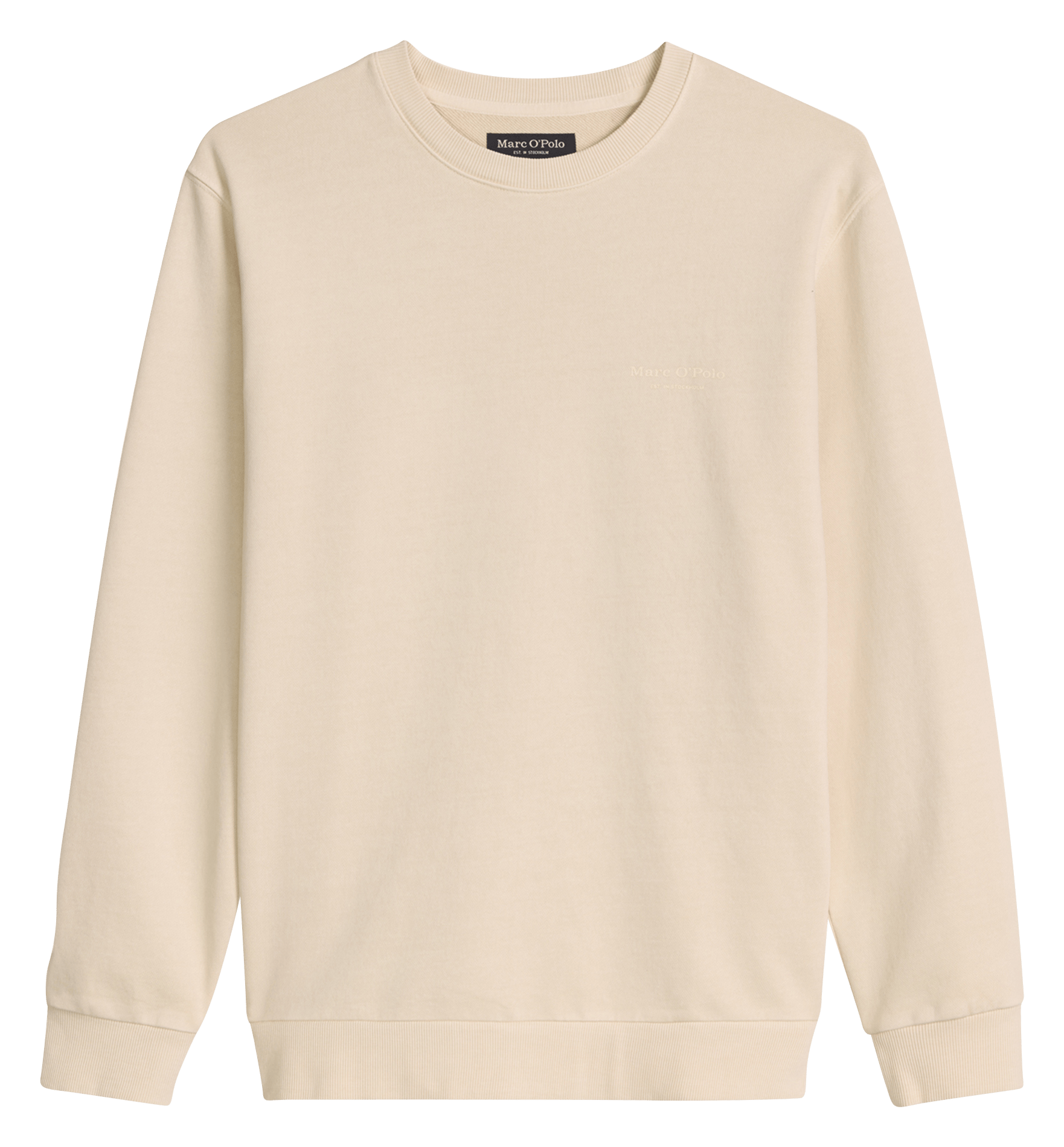 Gerader Rundhalsausschnitt-Sweatshirt aus einfarbiger Baumwolle. MARC O'POLO Beige