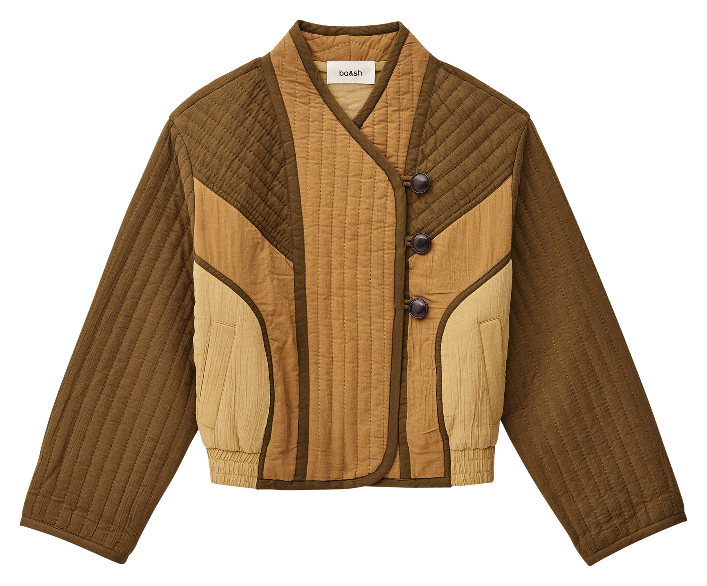 Korte patchwork katoenen jas BA&SH Bruin